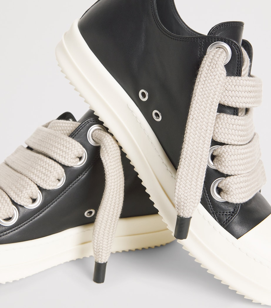 Rick Owens Leather Jumbo-Lace Sneakers Black/milk/milk Image 7