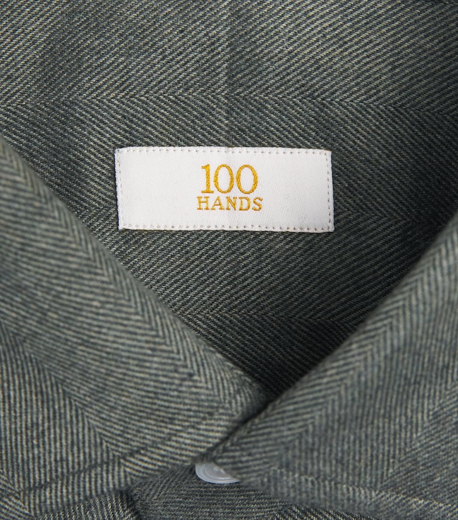 100HANDS Mens Herringbone Shirt Green Image 6