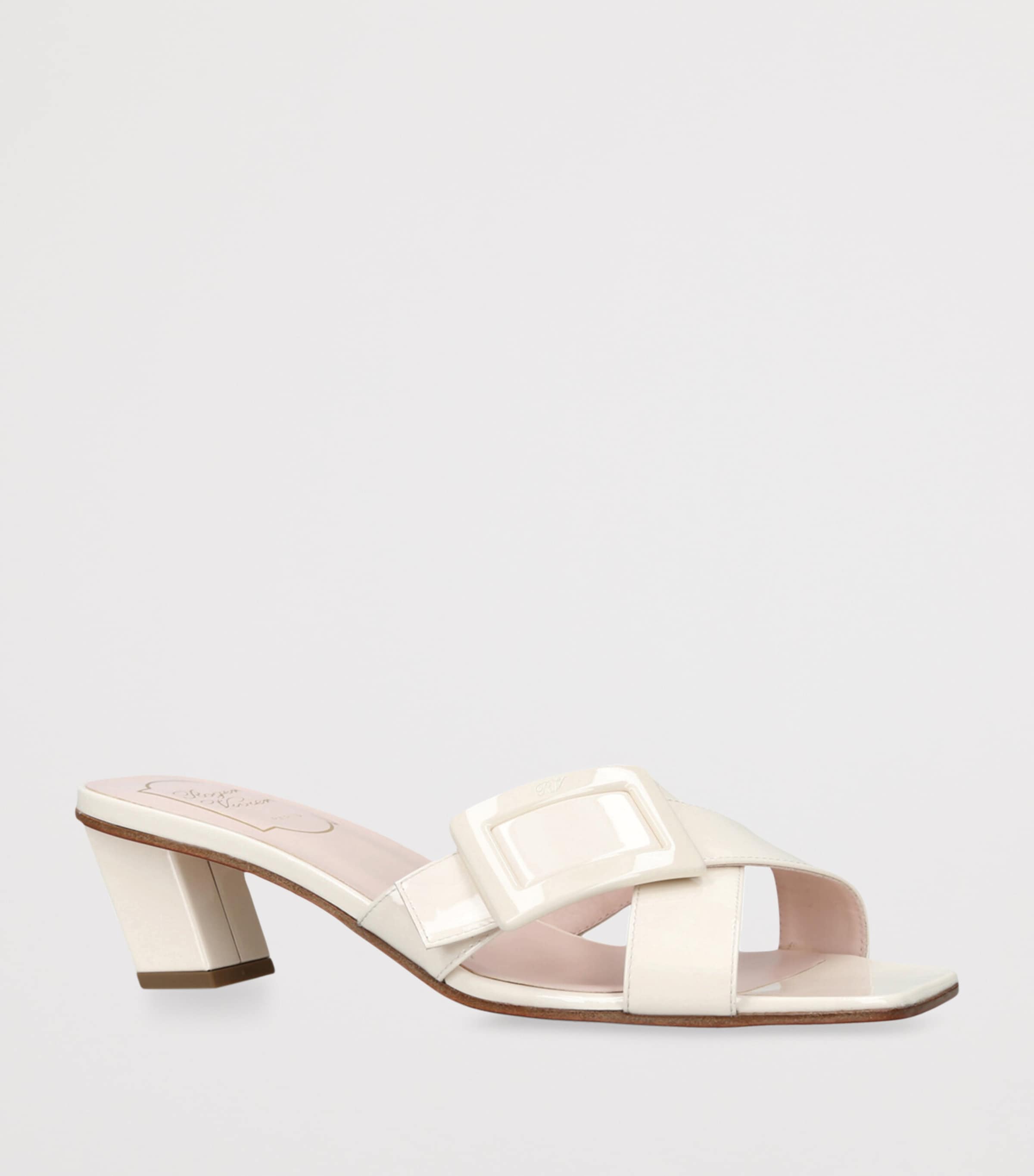 Roger Vivier Leather Belle Vivier Mules 45 Bone Image 3