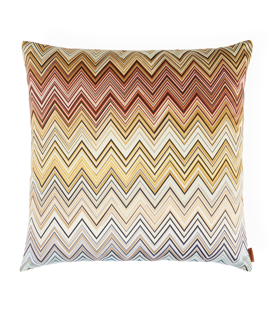 Cotton Zigzag Jarris Cushion (40cm x 40cm) RED MULTICOLOR Image 1