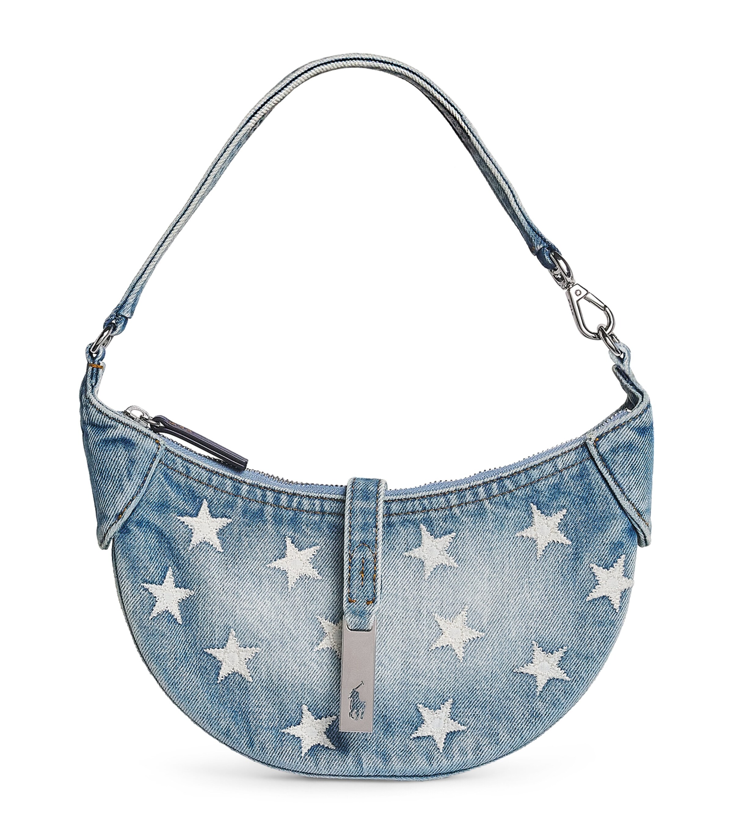 Polo Ralph Lauren Mini Denim Embroidered ID Shoulder Bag Helena Wash Image 1