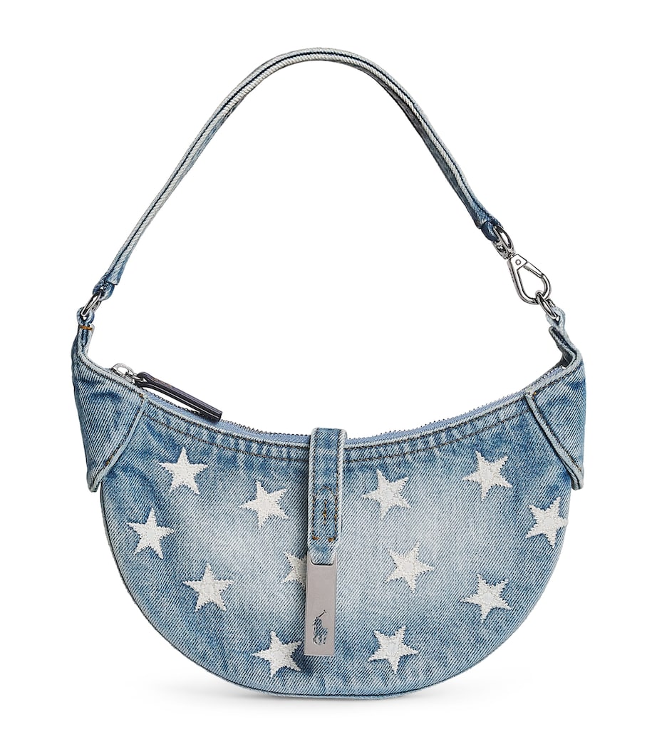 Polo Ralph Lauren Mini Denim Embroidered ID Shoulder Bag Helena Wash Image 1