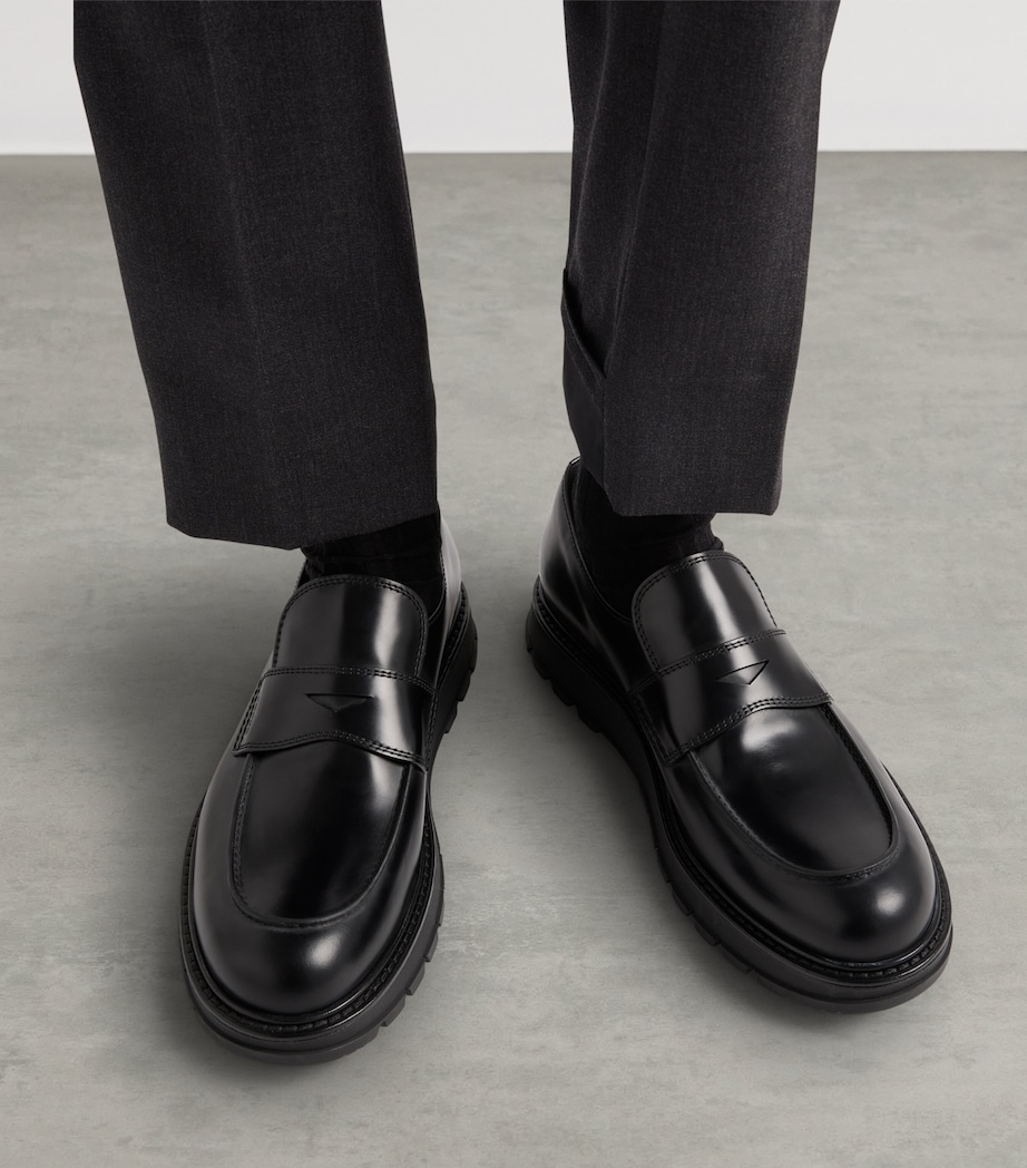 Brushed Leather Flatform Loafers F0002 Image 3