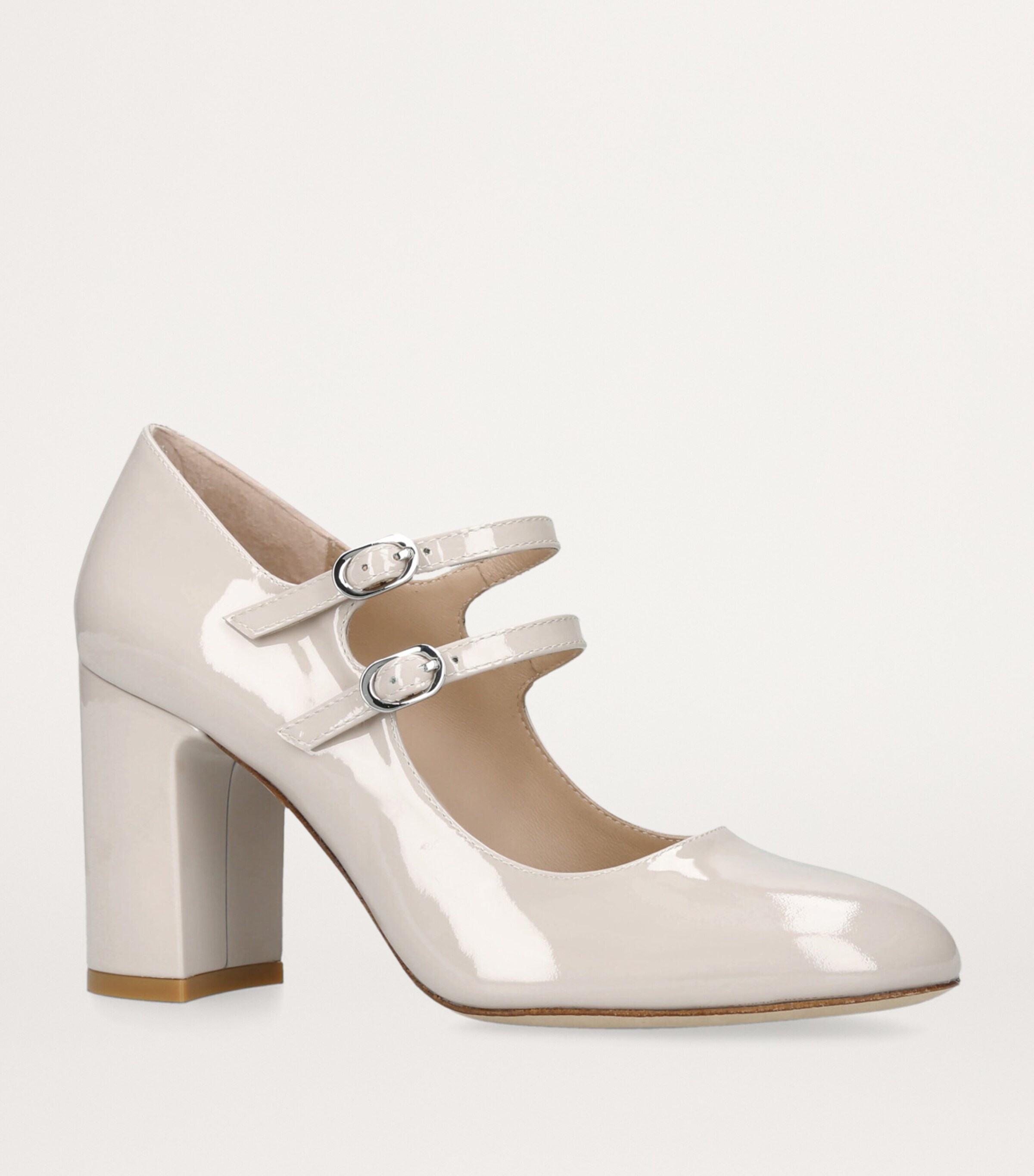 Stuart Weitzman Leather Posh Mary Jane Pumps 85 Bone Image 4