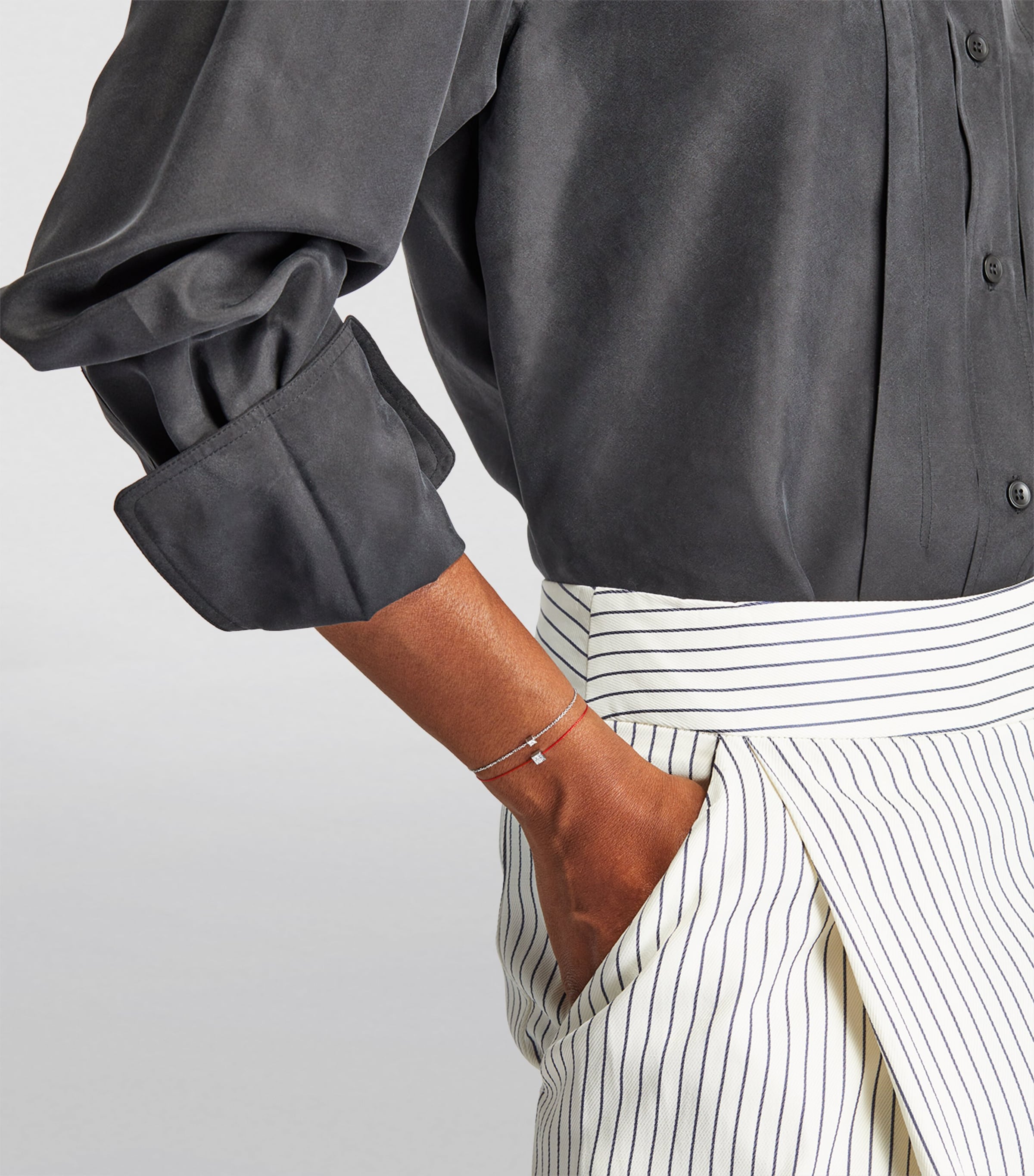 White Gold and Diamond Princesse Bracelet WG RED THREAD Image 3