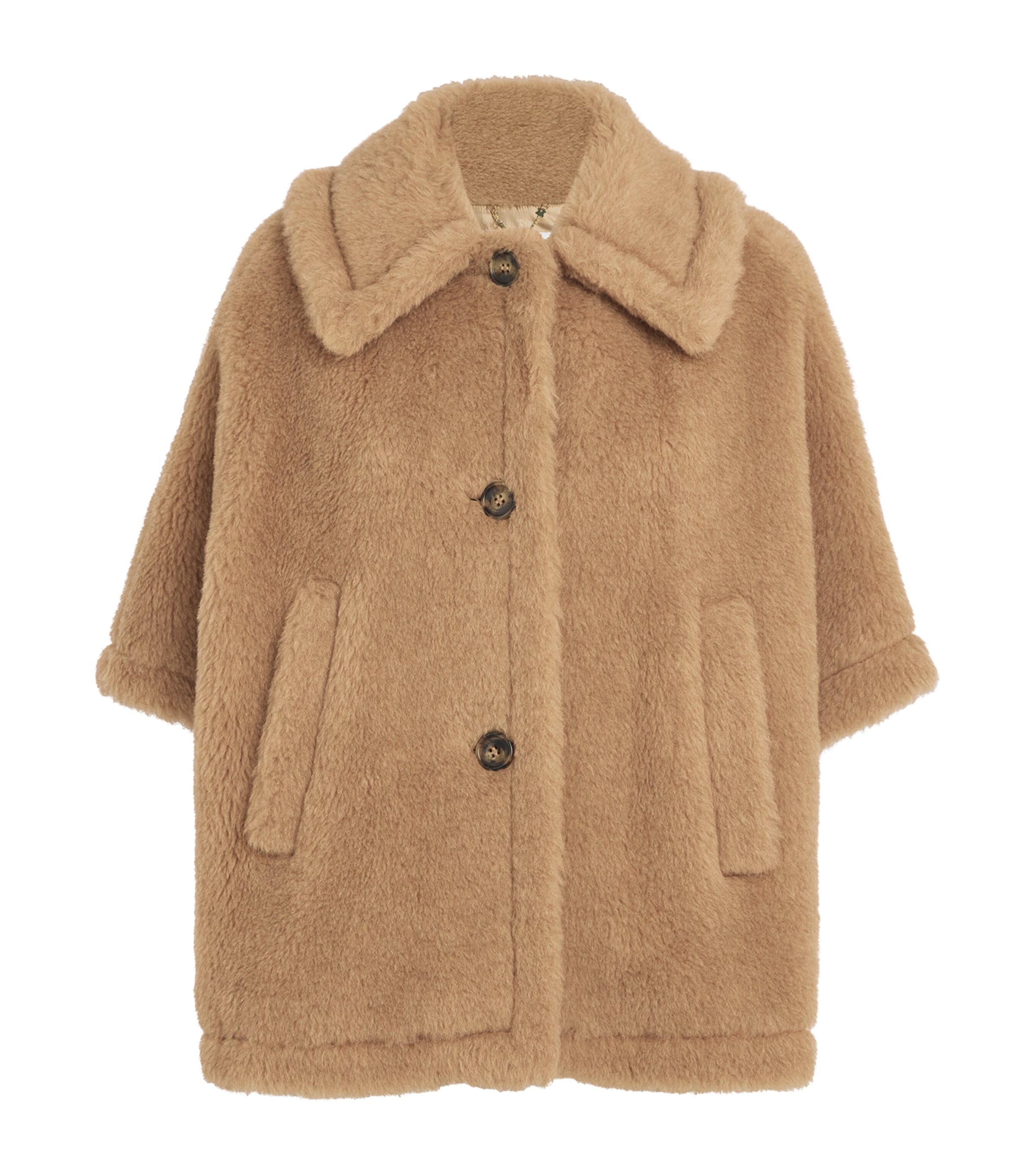 Shop Max Mara Alpaca-cashmere Wool Poncho In Beige