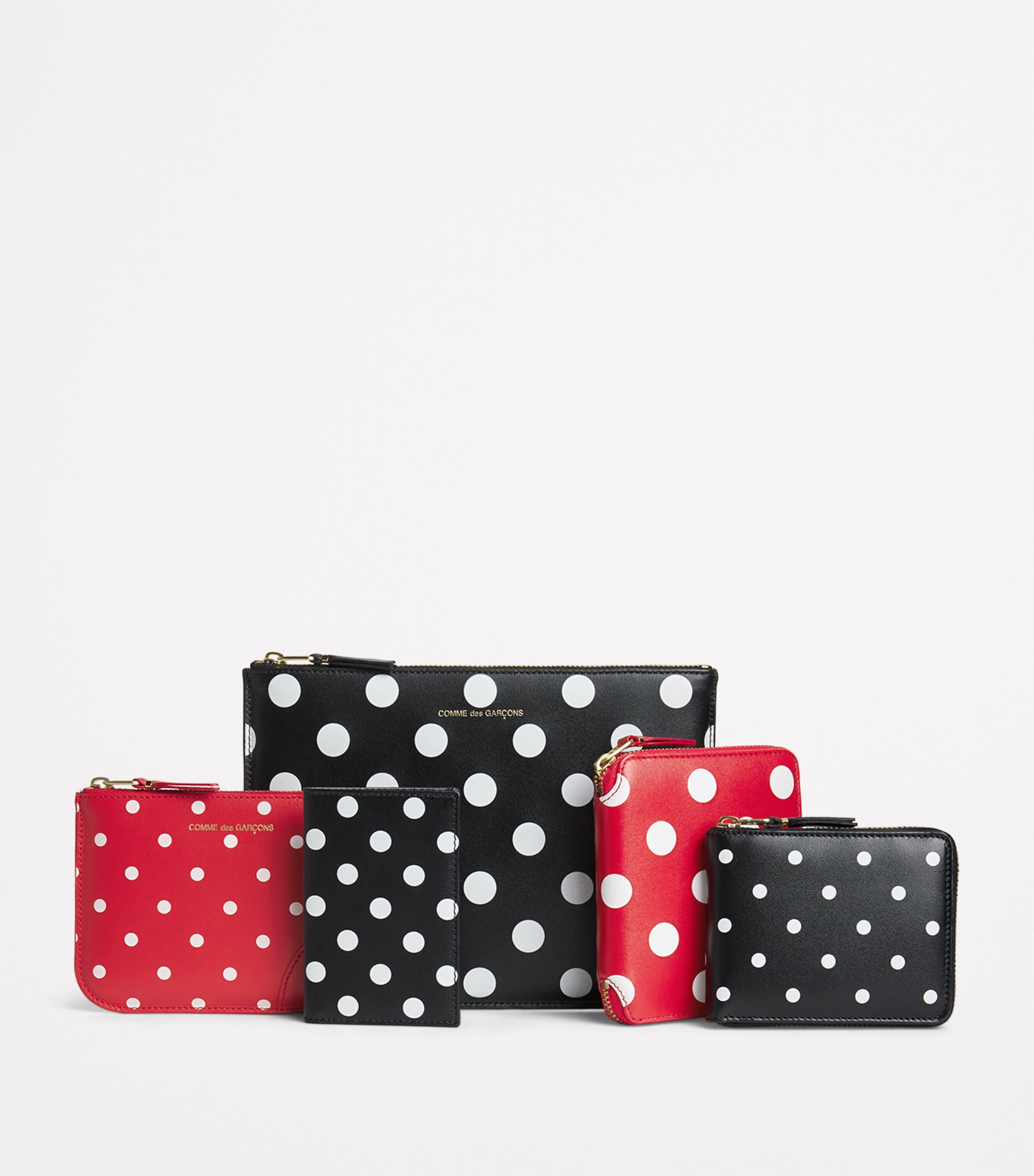 Comme Des Garçons Wallet Leather Polka-Dot Zipped Pouch Red Image 3