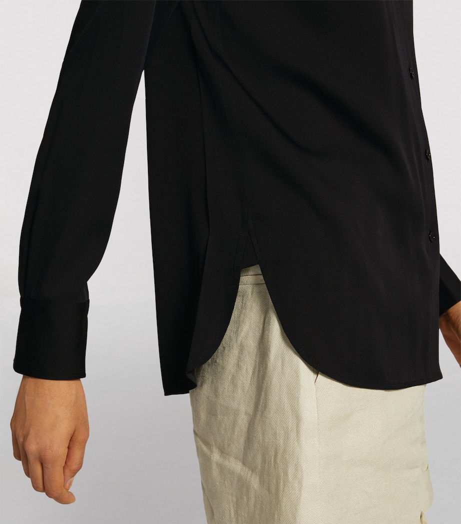 Silk-Blend Slim-Fit Blouse 001BLK Image 6