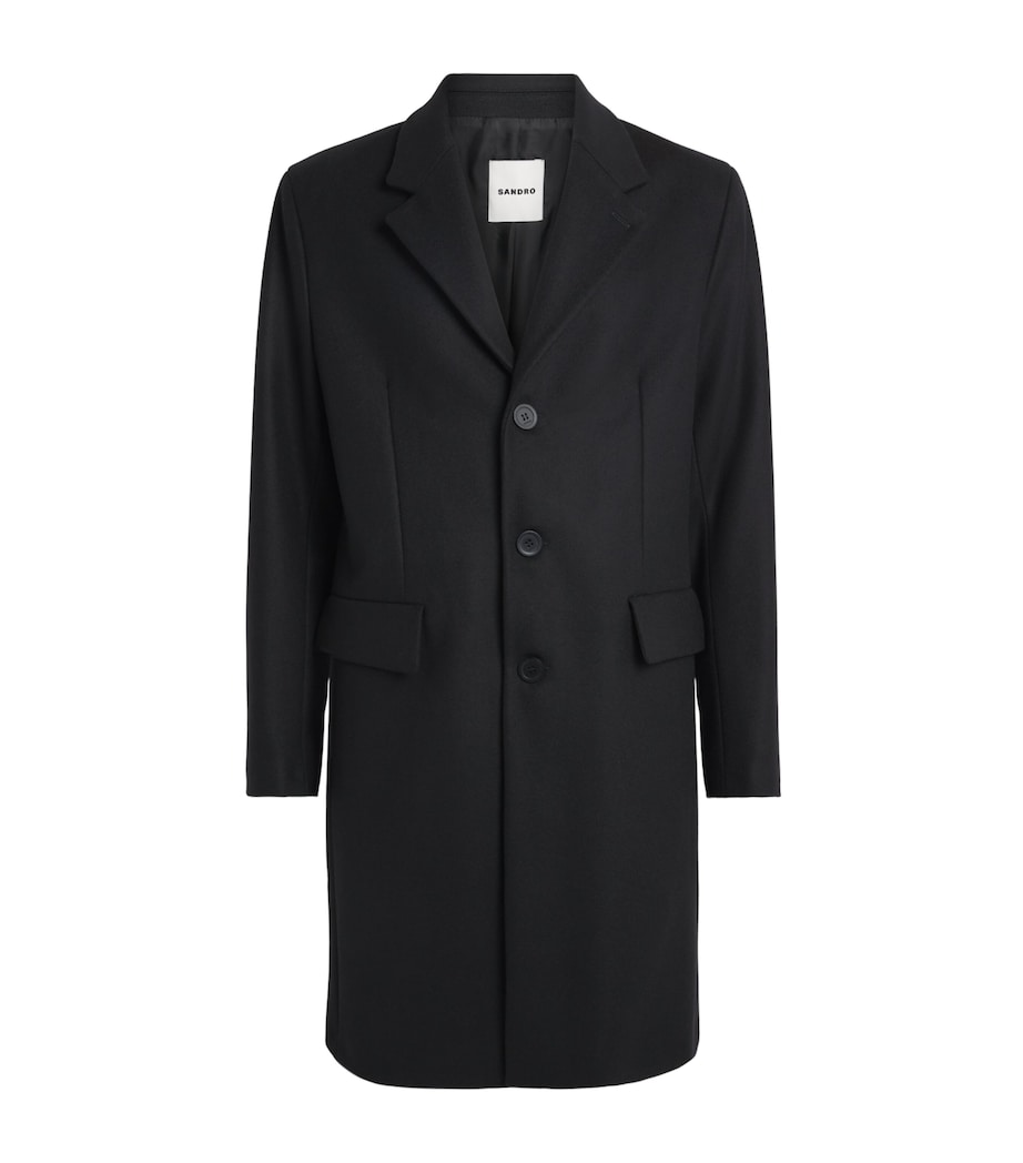 Sandro Paris Mens Wool-Blend Coat Black Image 1