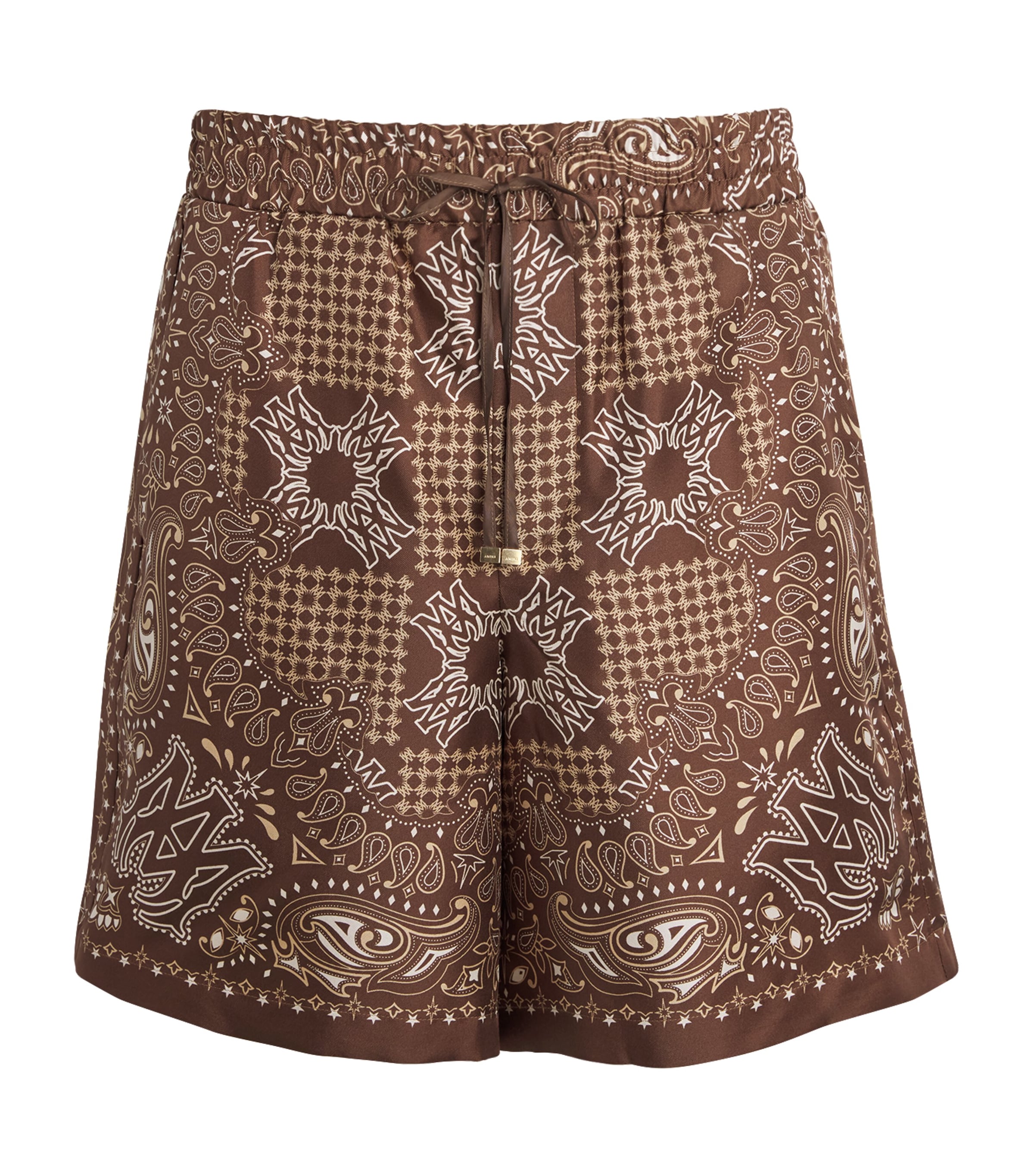 AMIRI Mens Silk MA Check Shorts Tobacco Image 1