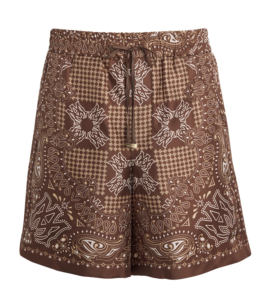 AMIRI Mens Silk MA Check Shorts Tobacco Image 1