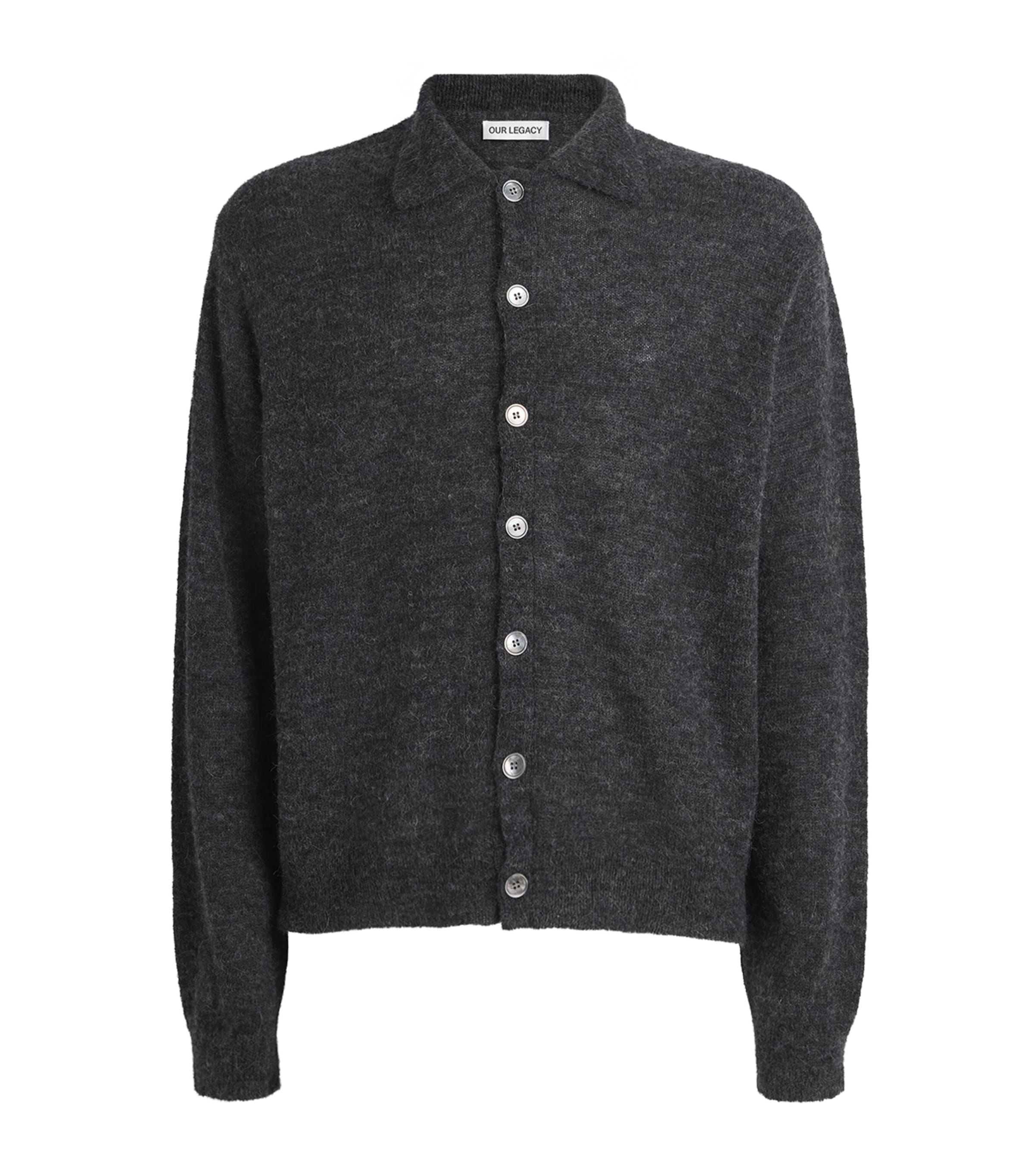 Alpaca-Blend Evening Polo Cardigan CHARCOAL MELANGE Image 1