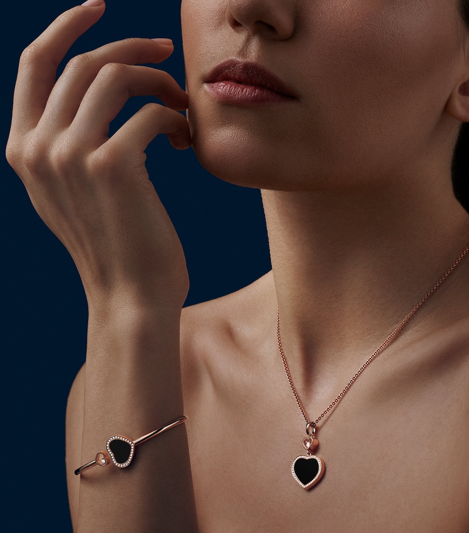 Rose Gold, Diamond and Onyx Happy Hearts Bracelet 18K ROSE GOLD Image 6