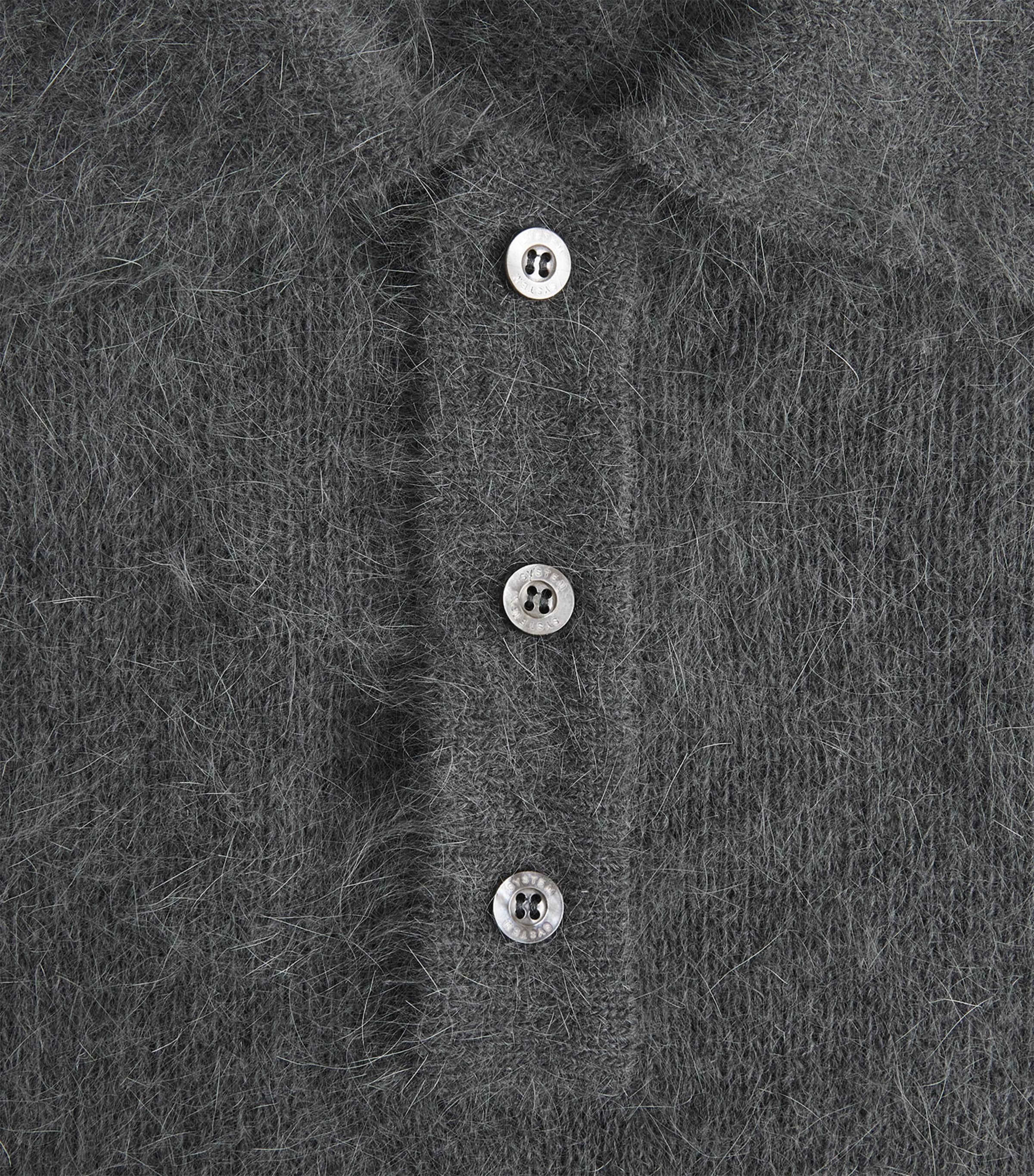 System Mens Wool Long-Sleeve Polo Shirt Black Grey Image 6