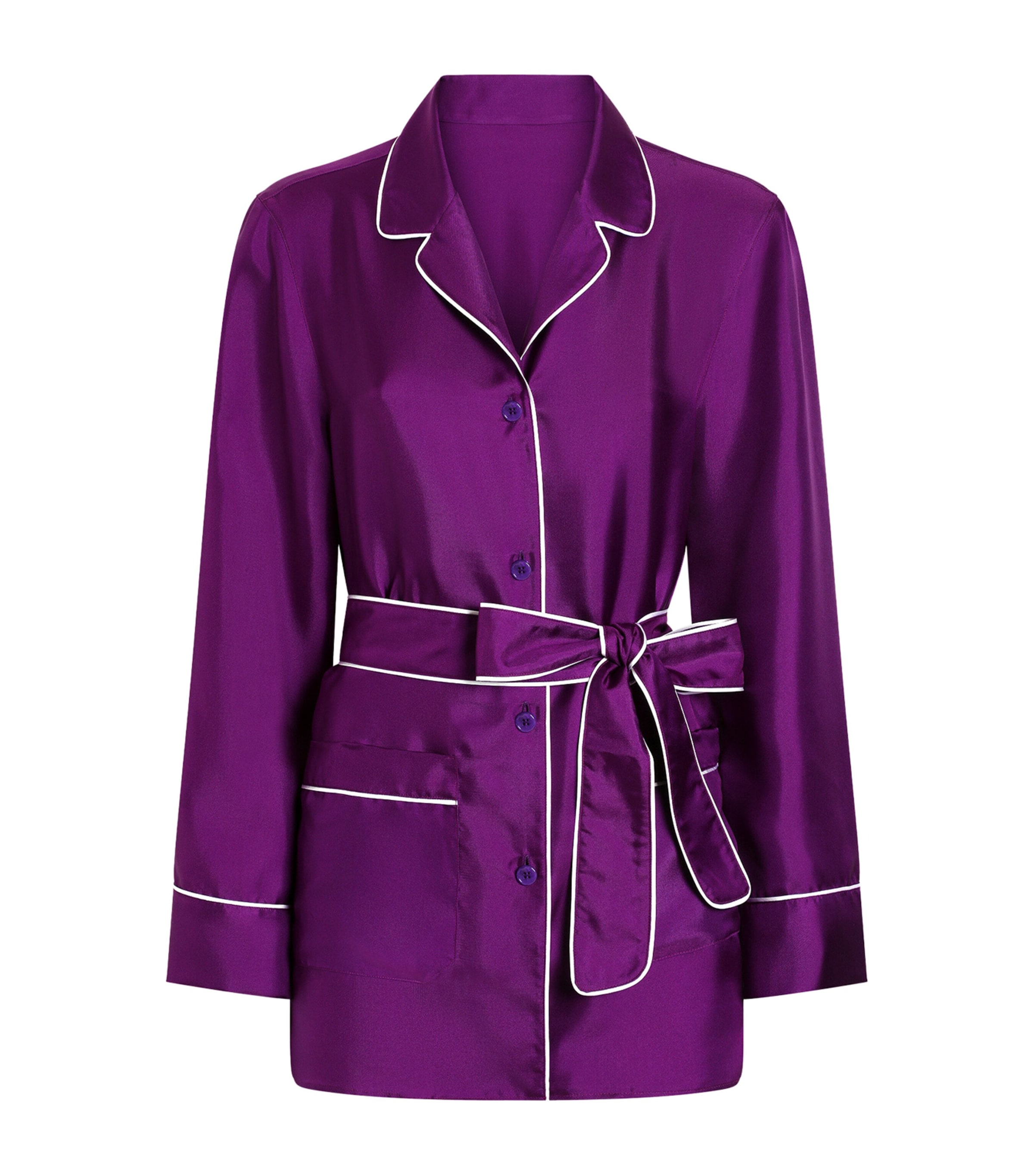 Silk Belted Shirt F0571-PURPLE Image 1