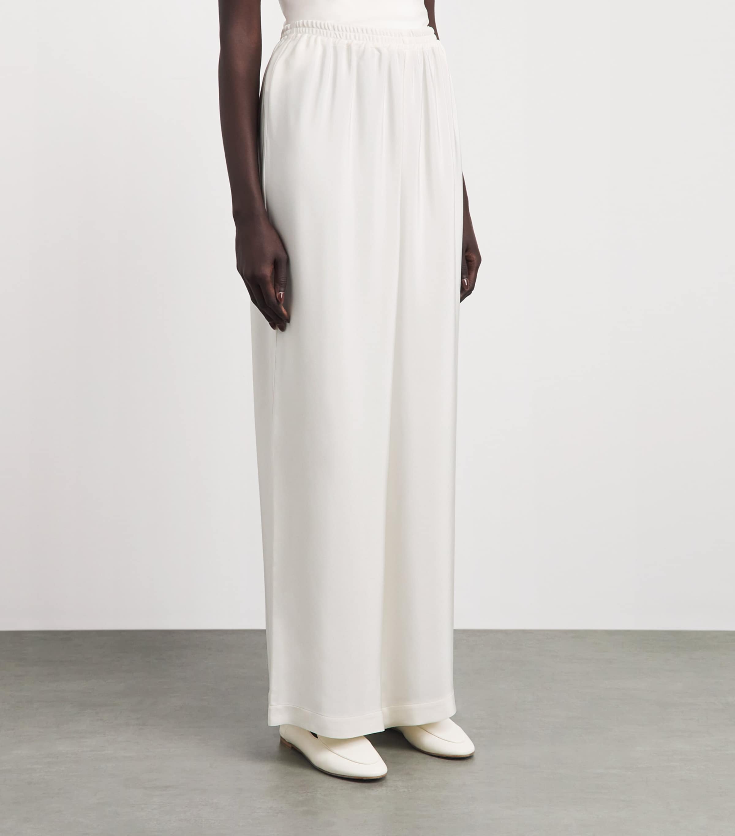 Eskandar Womens Silk Wide-Leg Trousers White Image 4