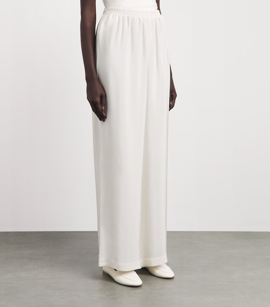 Eskandar Womens Silk Wide-Leg Trousers White Image 4