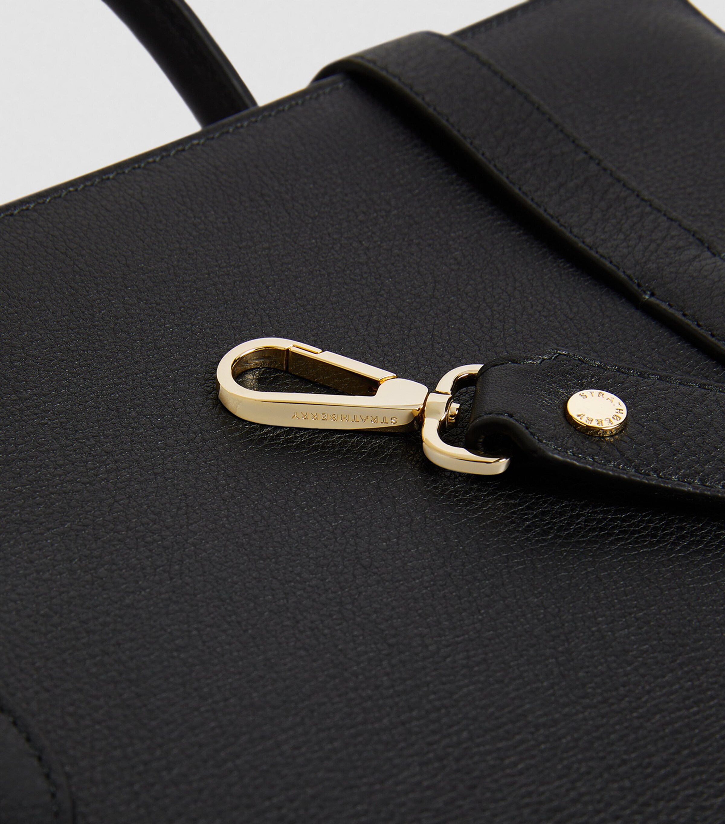 Strathberry Leather Midi Tote Bag Black Image 6
