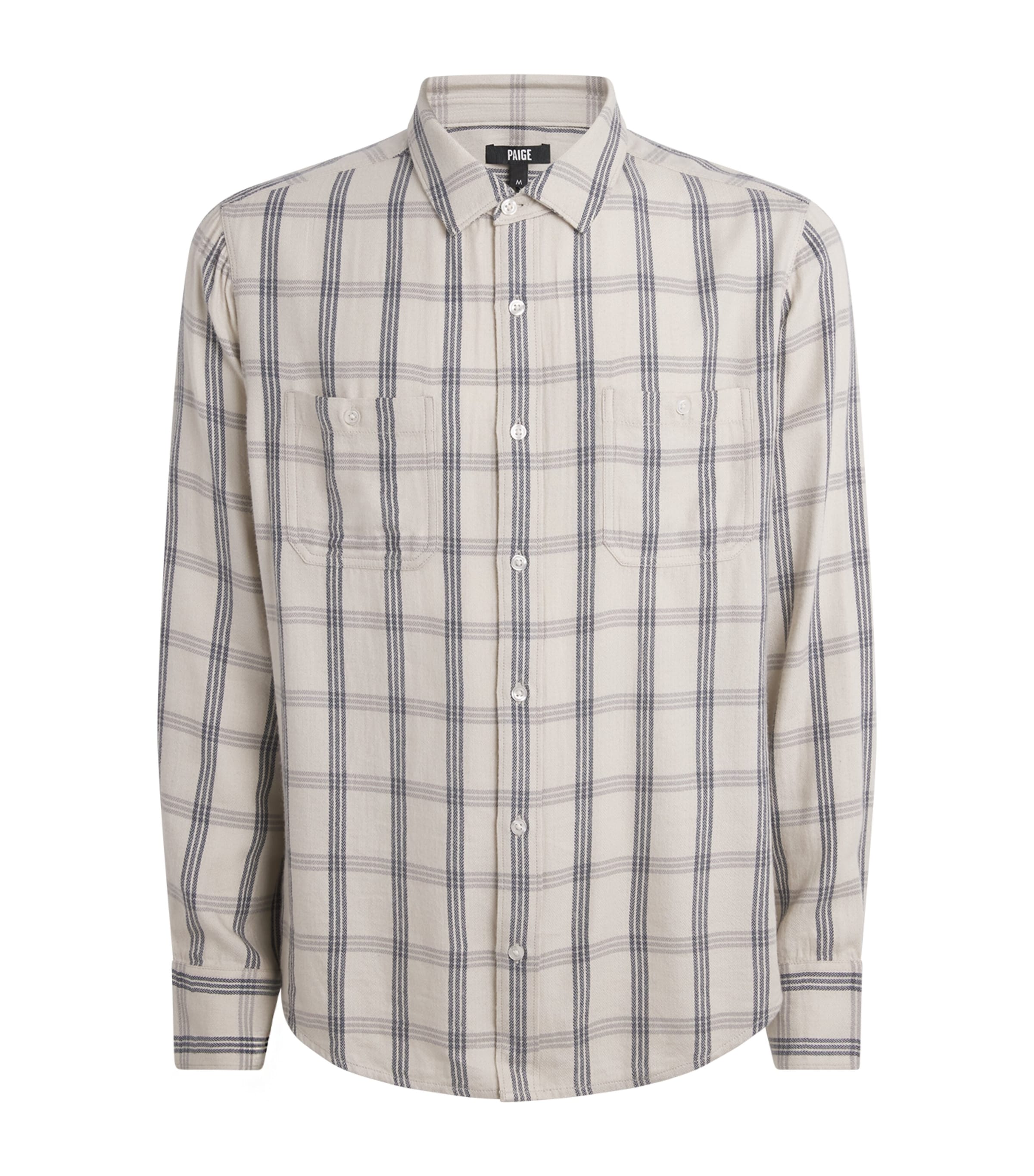 PAIGE Mens Cotton-Blend Check Everett Shirt Blue Stucco Image 1