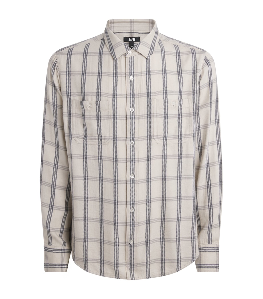 PAIGE Mens Cotton-Blend Check Everett Shirt Blue Stucco Image 1