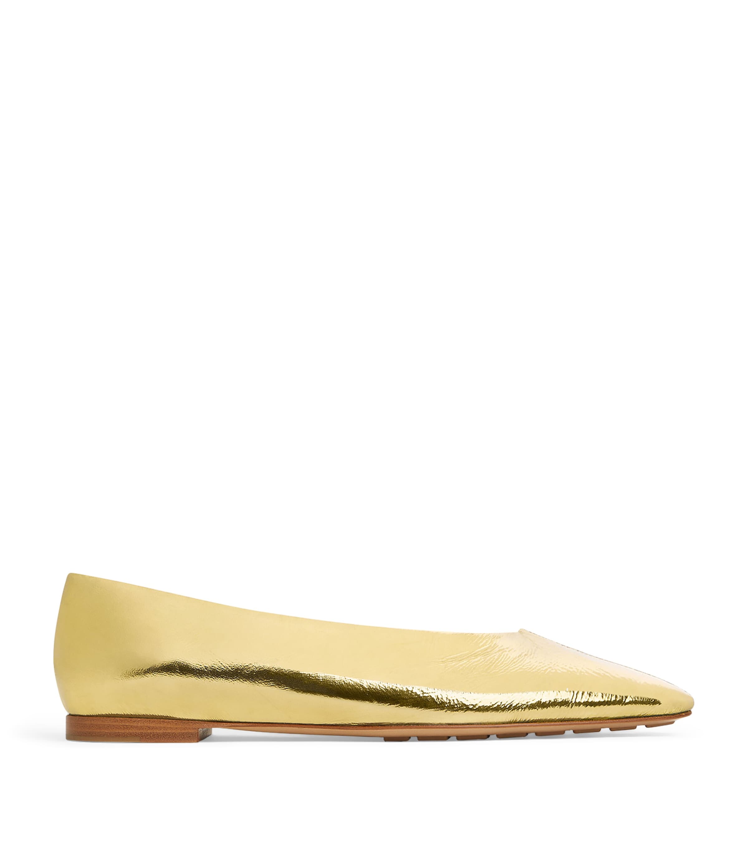 Bottega Veneta Reflective Goatskin Sofia Ballet Flats In Metallic