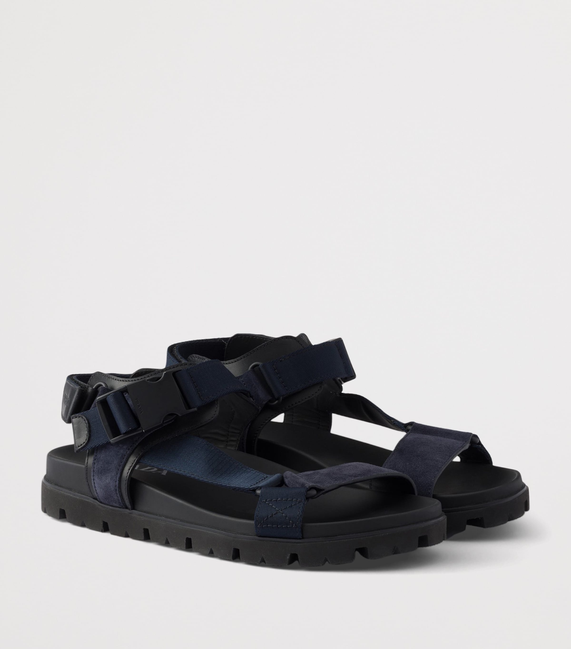 Prada Suede and Woven Tape Sandals Blue Image 3