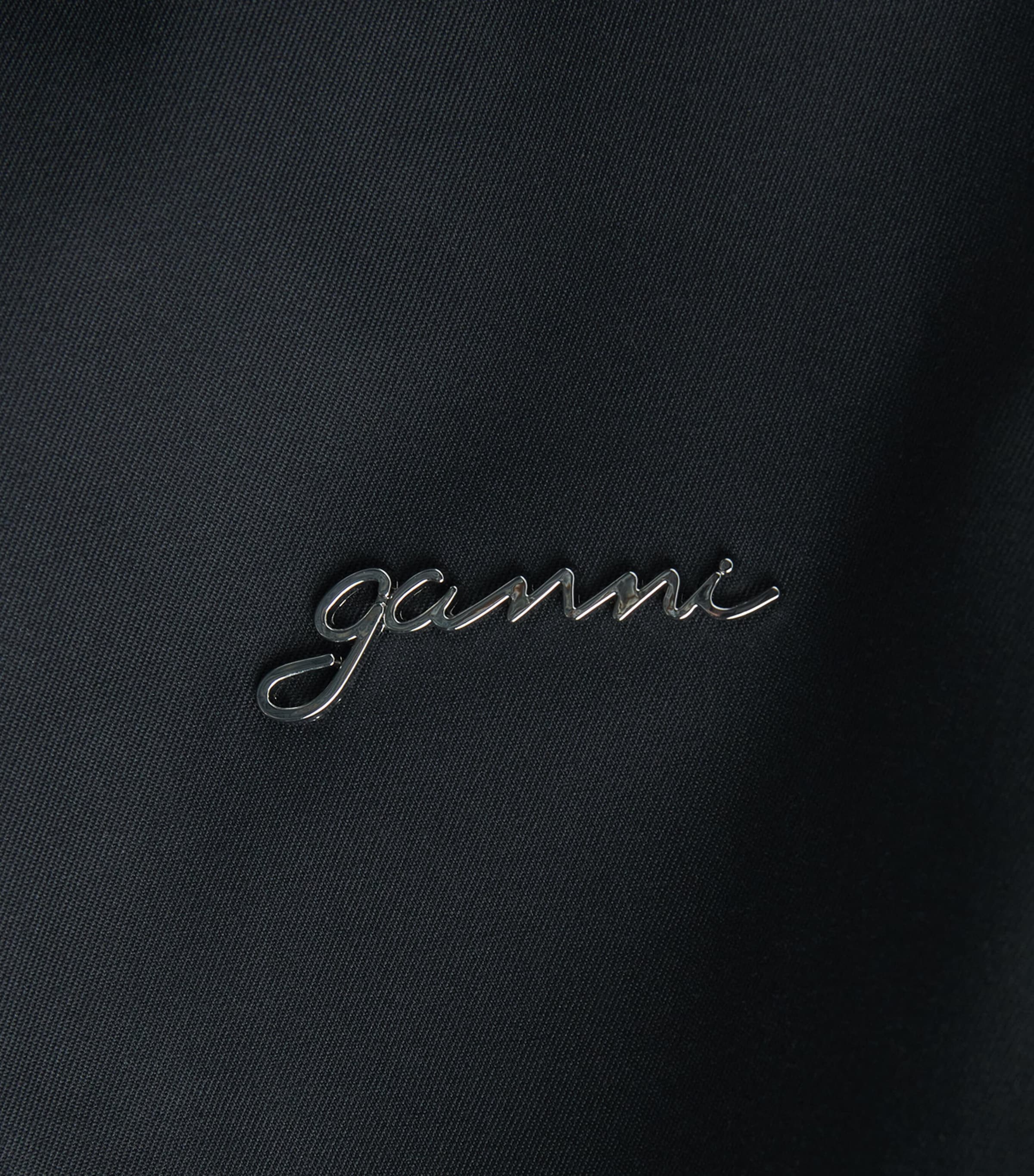 GANNI Womens Organic Cotton Belted Trench Coat Black Image 6
