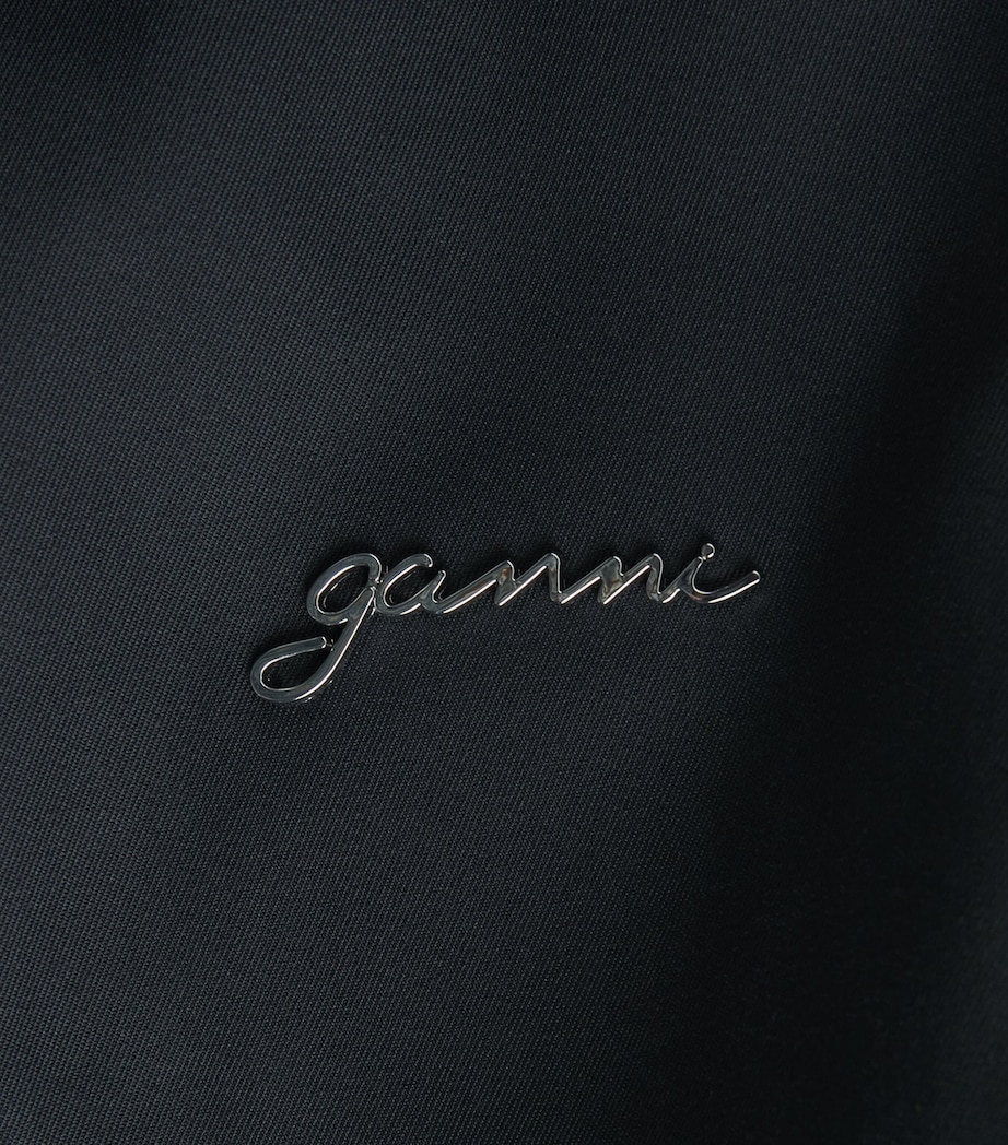 GANNI Womens Organic Cotton Belted Trench Coat Black Image 6