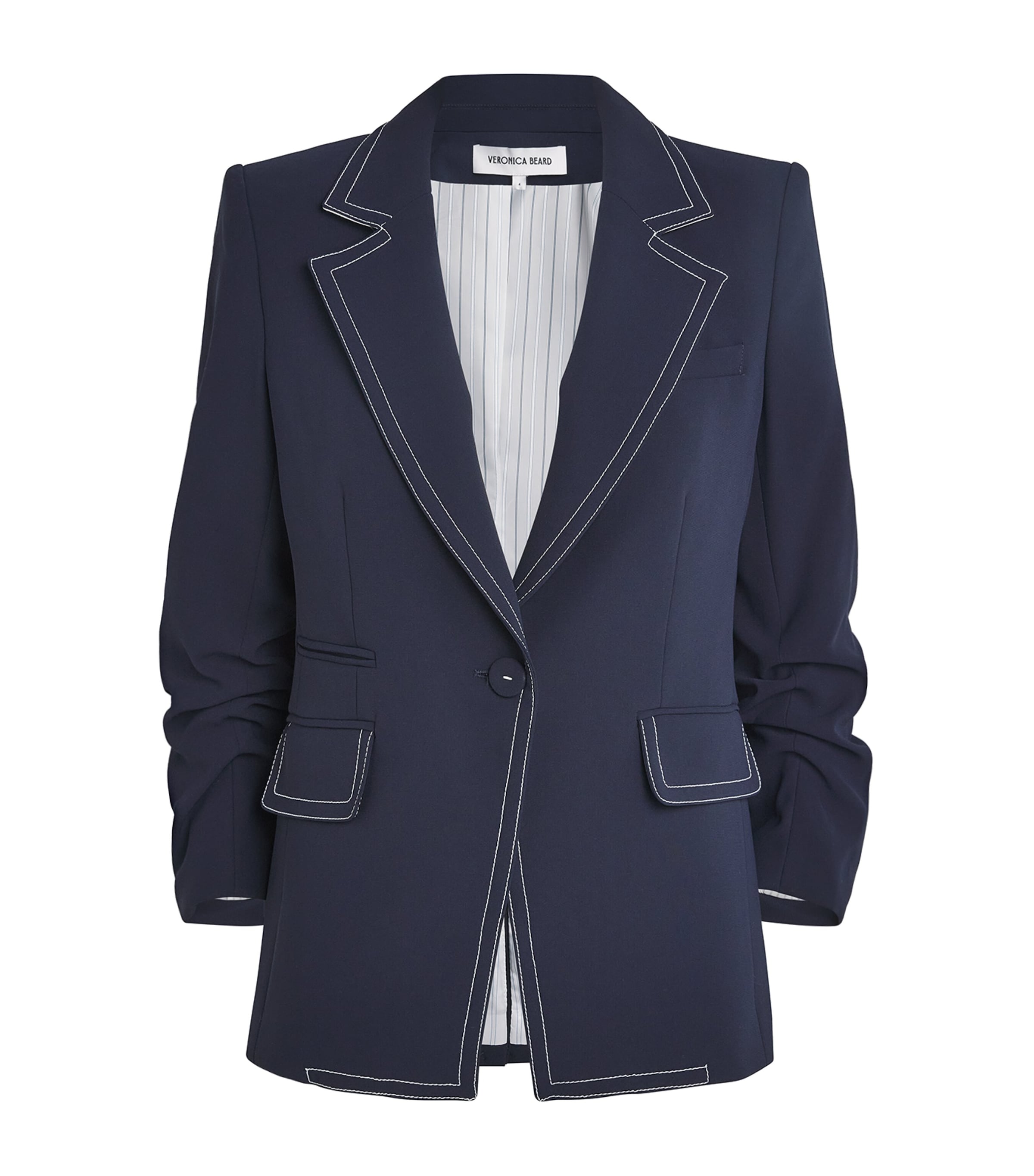 Veronica Beard Battista Dickey Crepe Blazer In Blue