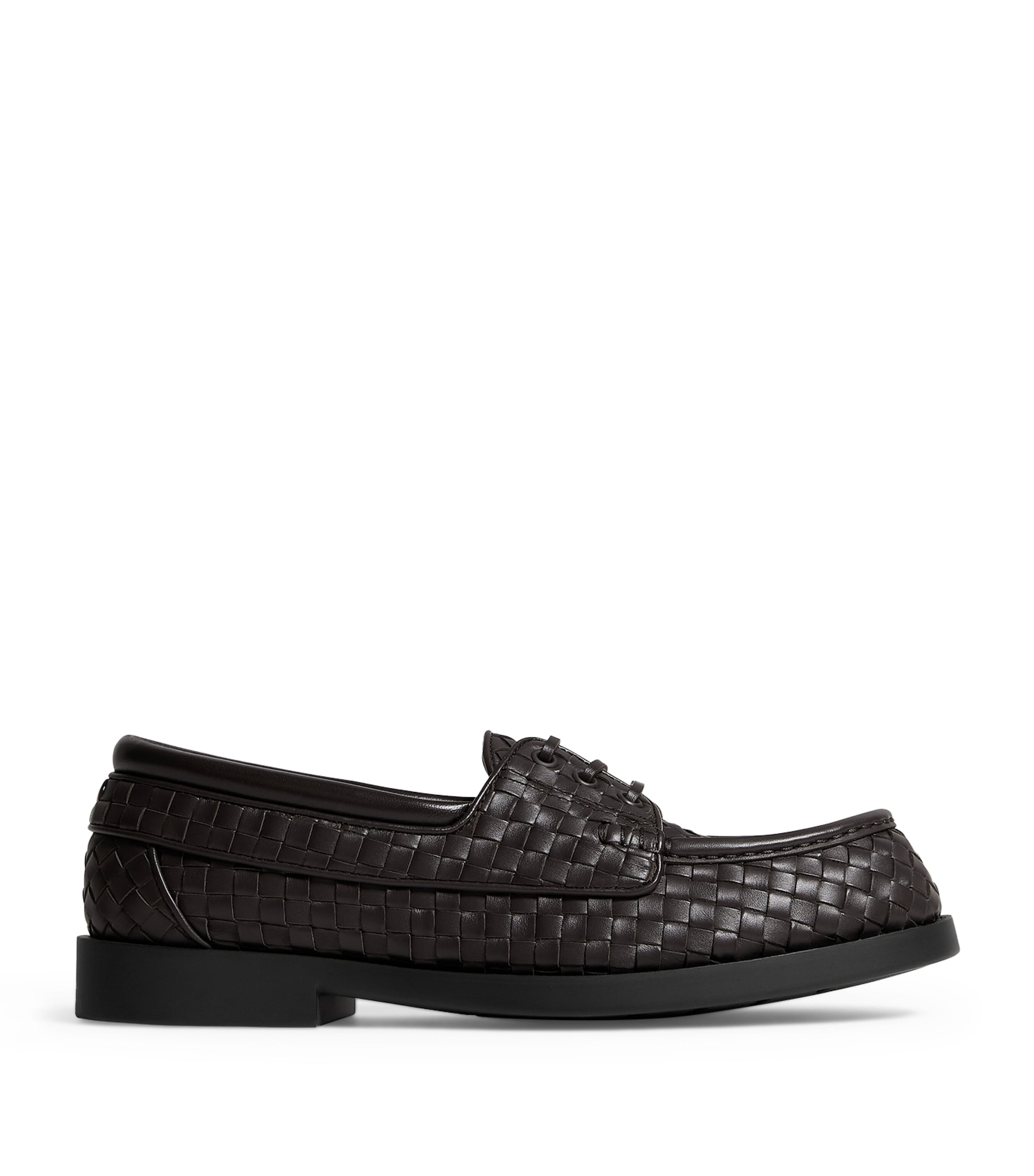Bottega Veneta Leather Intrecciato Lace-Up Loafers Image 1