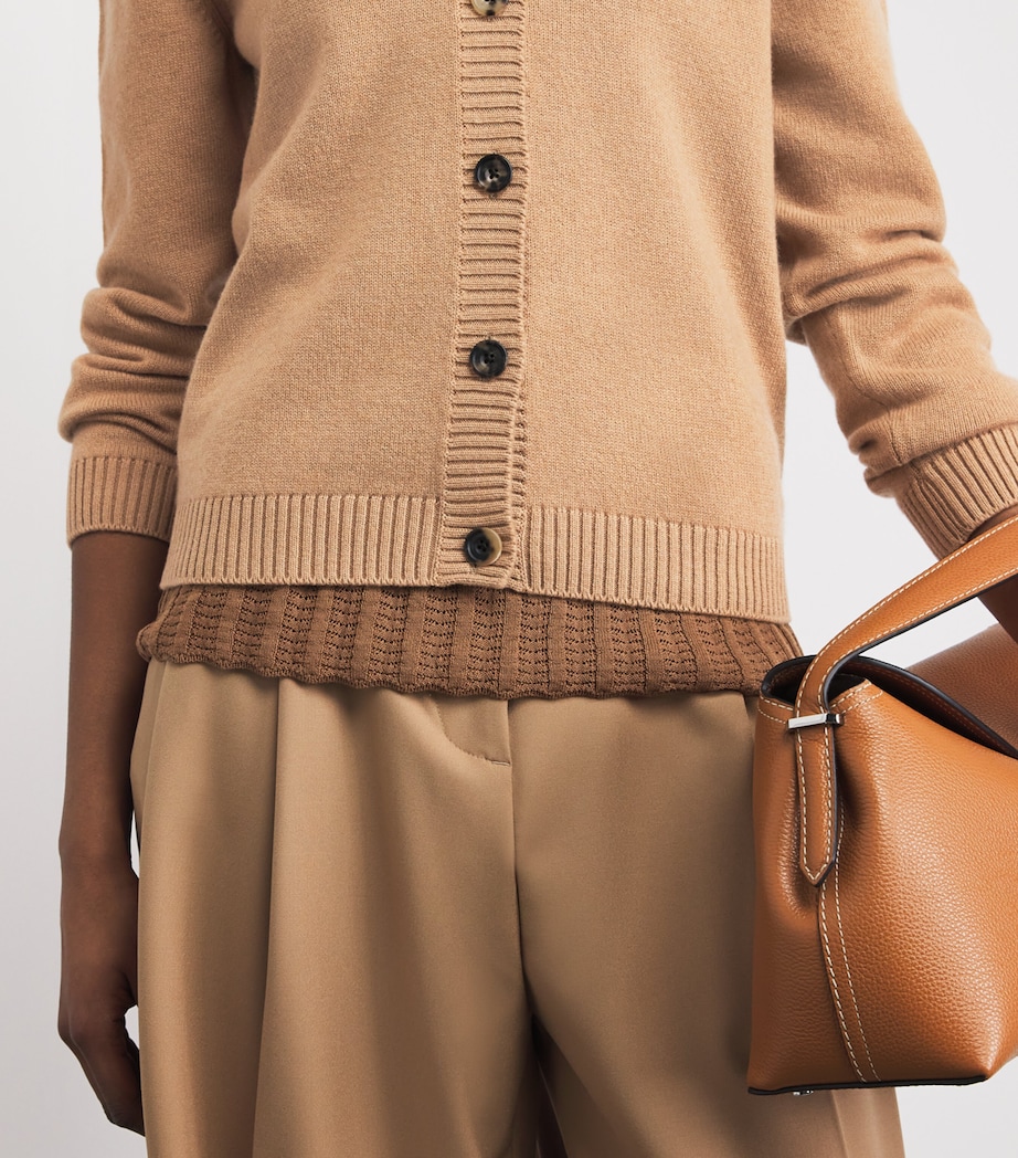 Harrods Womens Cashmere-Cotton Cardigan Brown Suagr Image 5