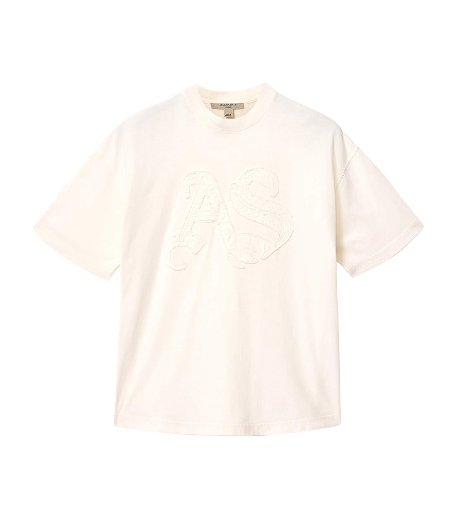 AllSaints Womens Organic Cotton Insignia Etta T-Shirt Mallow White Image 1