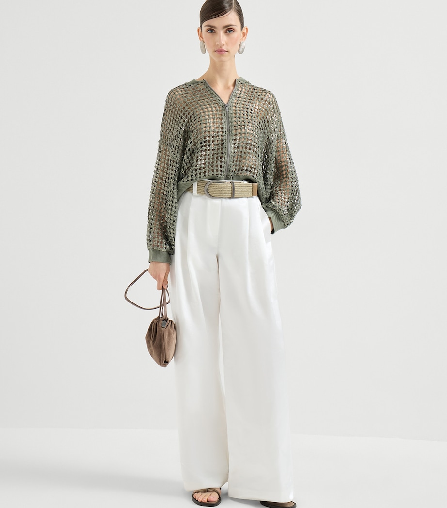 Brunello Cucinelli Womens Sequin Mesh Cardigan Image 2