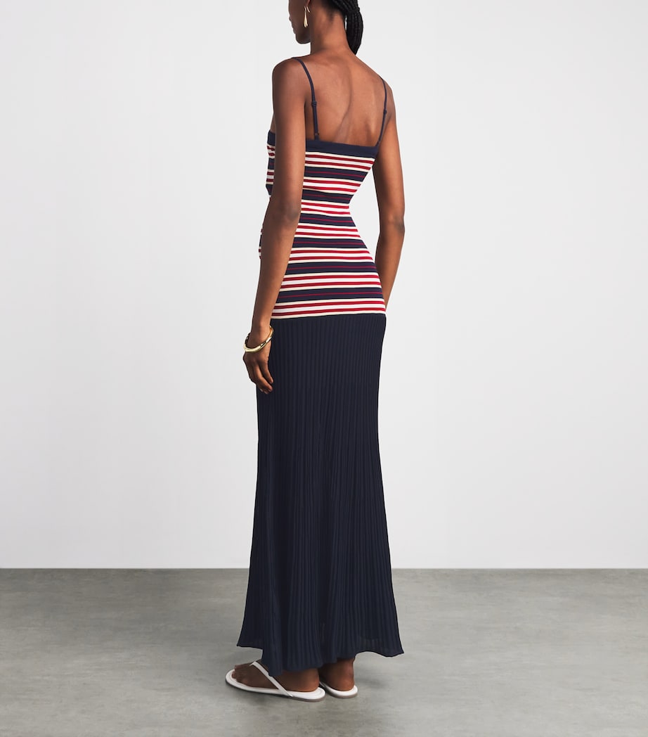 Faithfull The Brand Womens Doris Knitted Maxi Dress Cila Stripe Navy Image 4