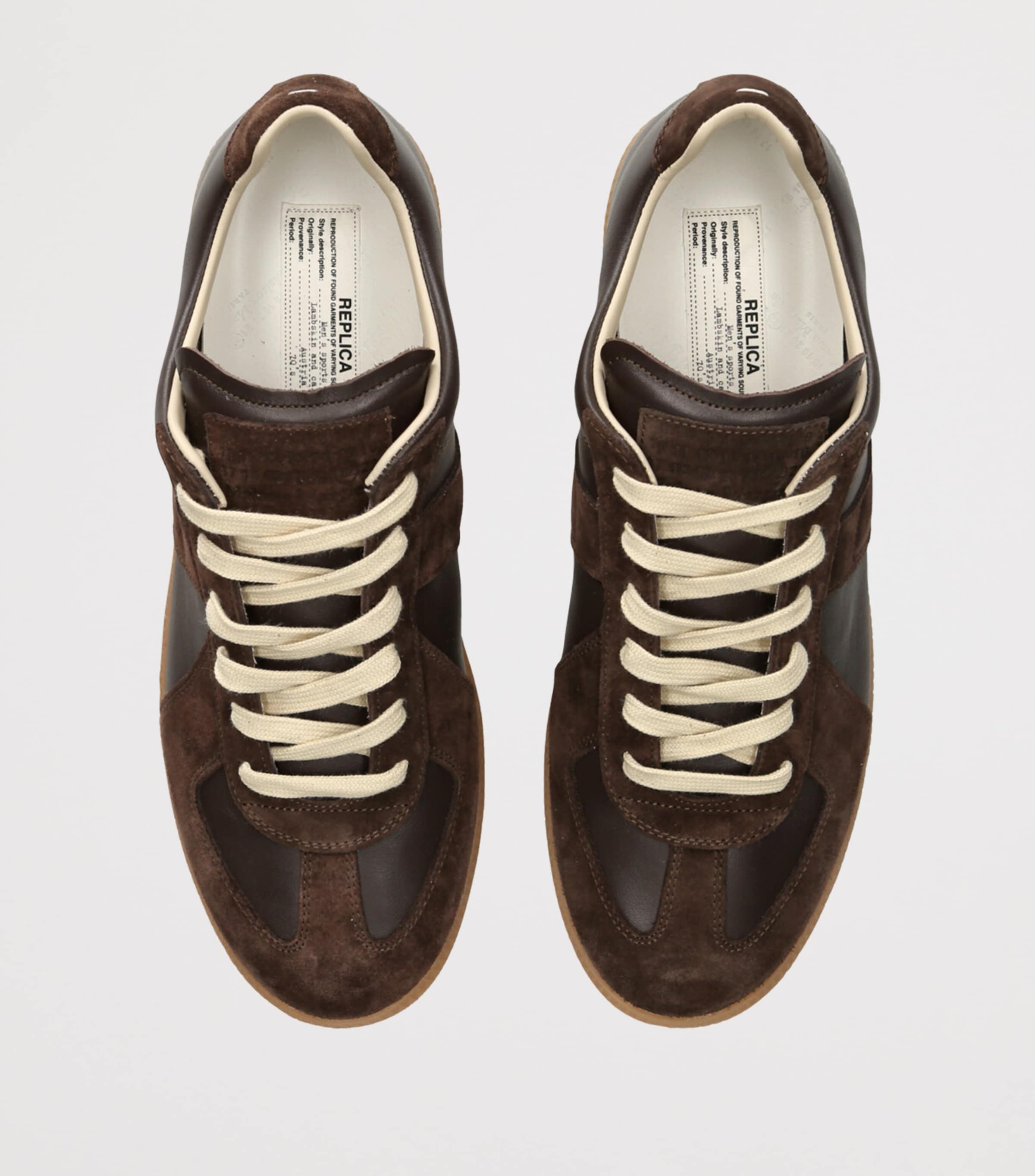 Maison Margiela Leather-Suede Replica Sneakers Dark Brown Image 4