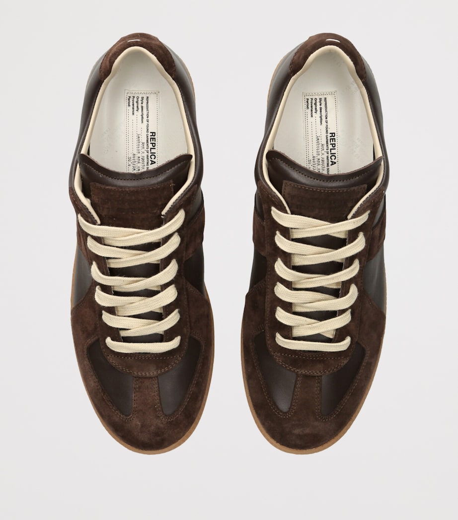 Leather-Suede Replica Sneakers DARK BROWN Image 4