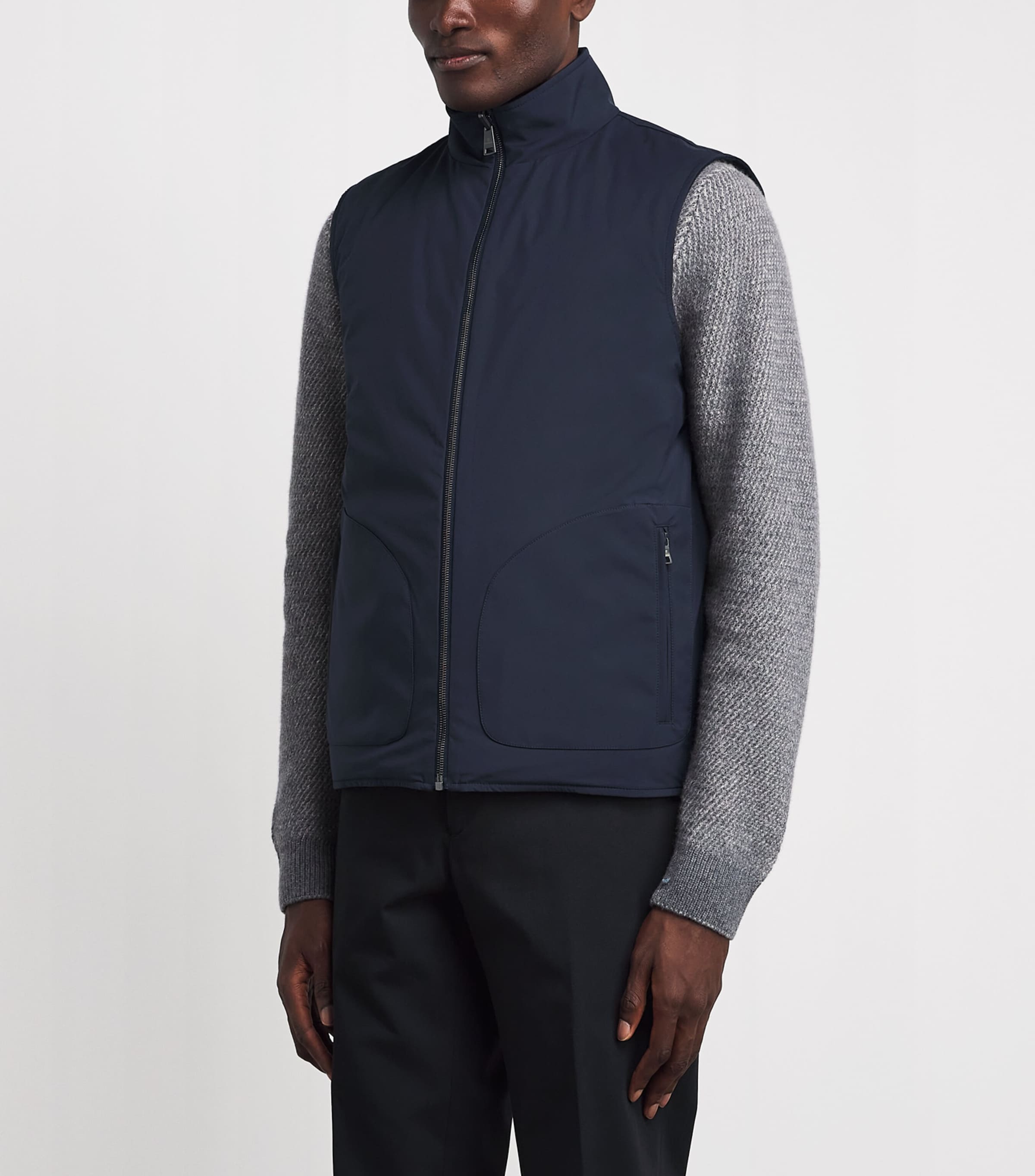 Fioroni Cashmere Mens Virgin Wool Down Reversible Gilet Image 4