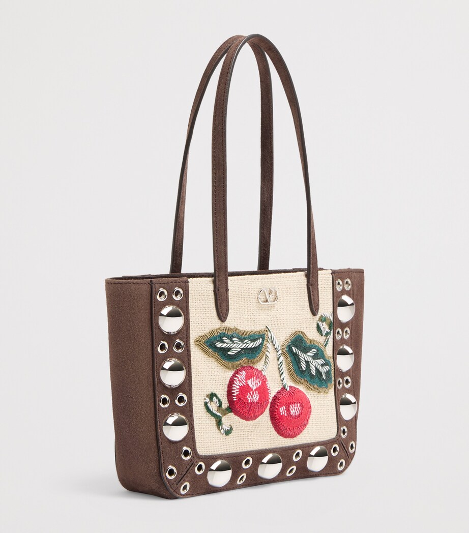 Mini Suede Embroidered Nellcôte Tote Bag AYG Image 6