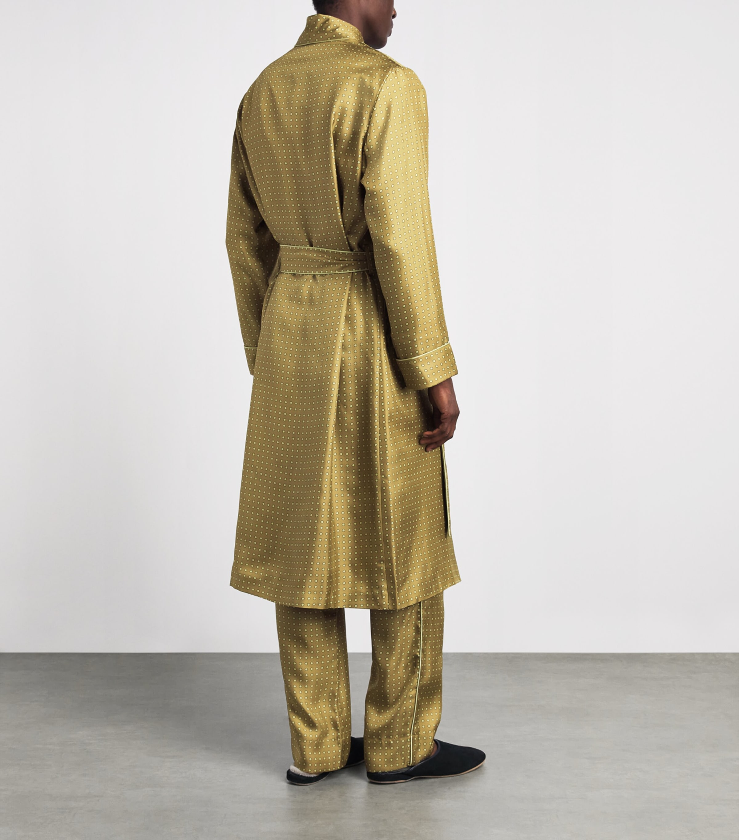 Olivia von Halle Mens Silk Twill Polka Dot Mescal Robe Lucien Image 4
