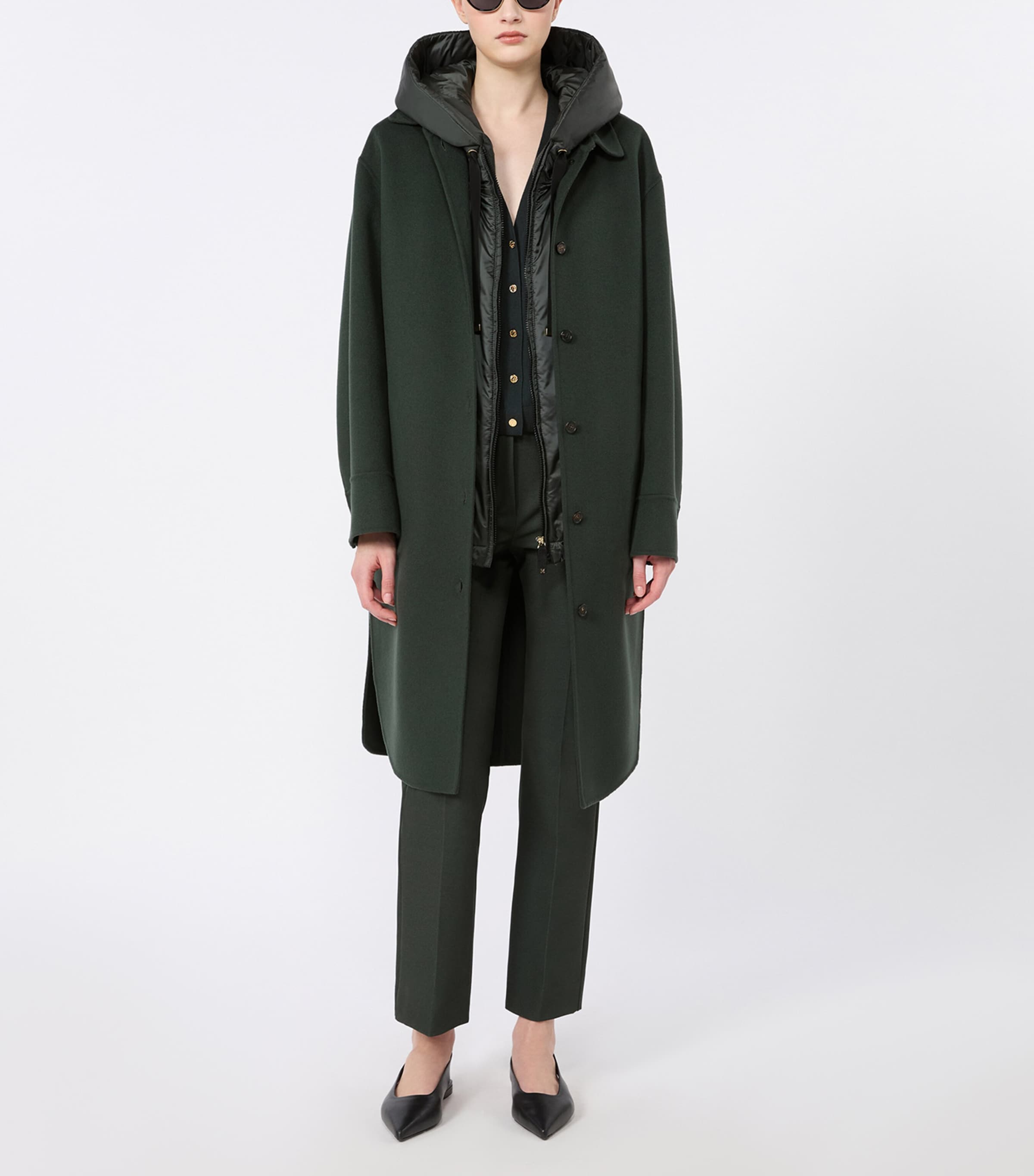 Max Mara Womens Cotton-Blend Flared Trousers Green Image 2