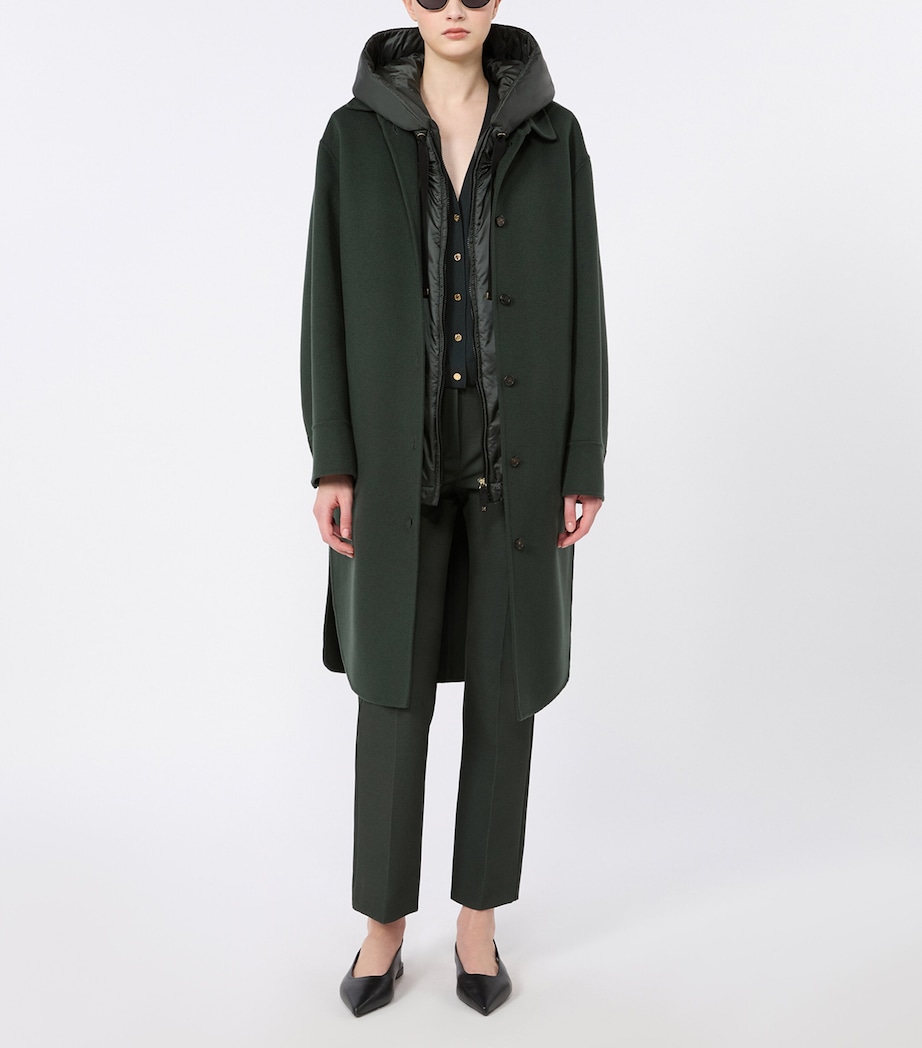 Max Mara Womens Cotton-Blend Flared Trousers Green Image 2