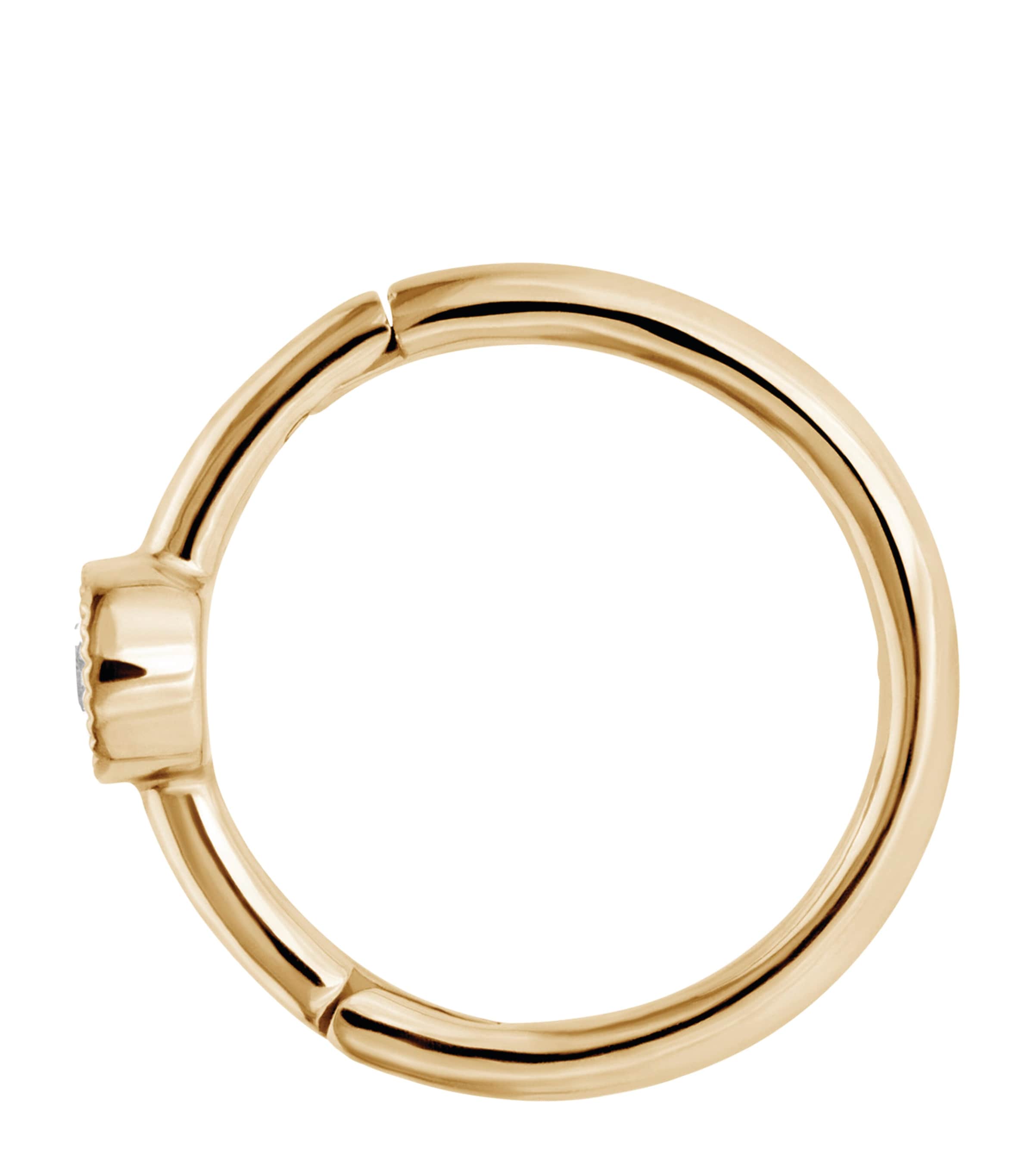 Yellow Gold Scalloped Diamond Hoop Earring (8mm) YELLOW GOLD Image 2