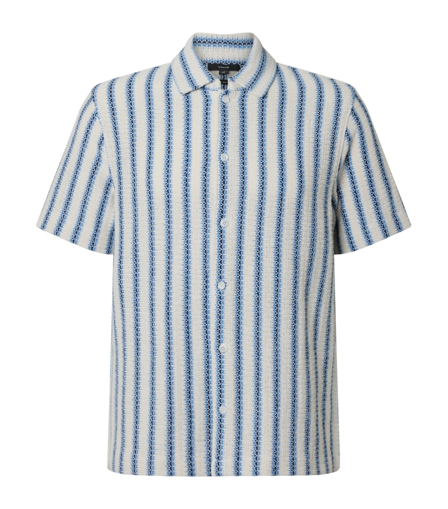 Cotton-Blend Open-Knit Shirt CABO BLU CMBO-295CBC Image 1