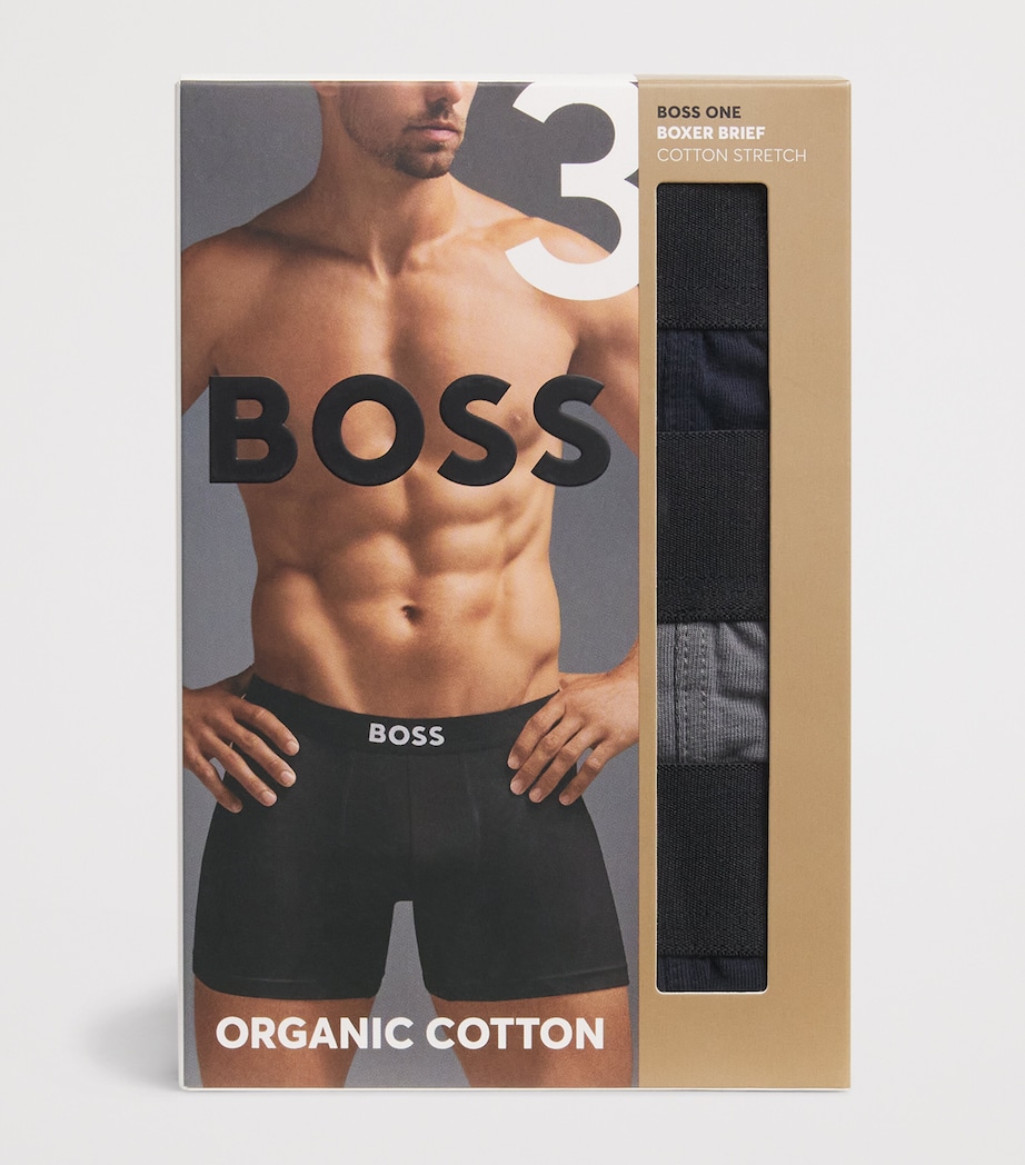 BOSS Mens Cotton-Stretch Boxer Briefs (Pack of 3) Open Image 4