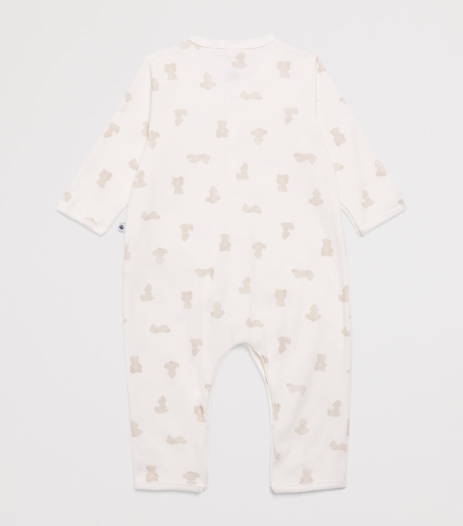 Petit Bateau Bear Print All-In-One (1-12 Months) Marshmallow/brun Image 2