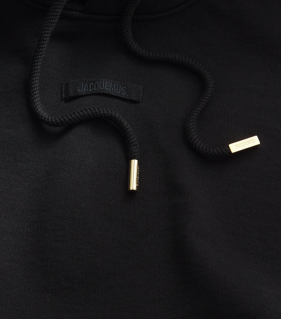Jacquemus Womens Cotton Grosgrain Logo Hoodie Black Image 5