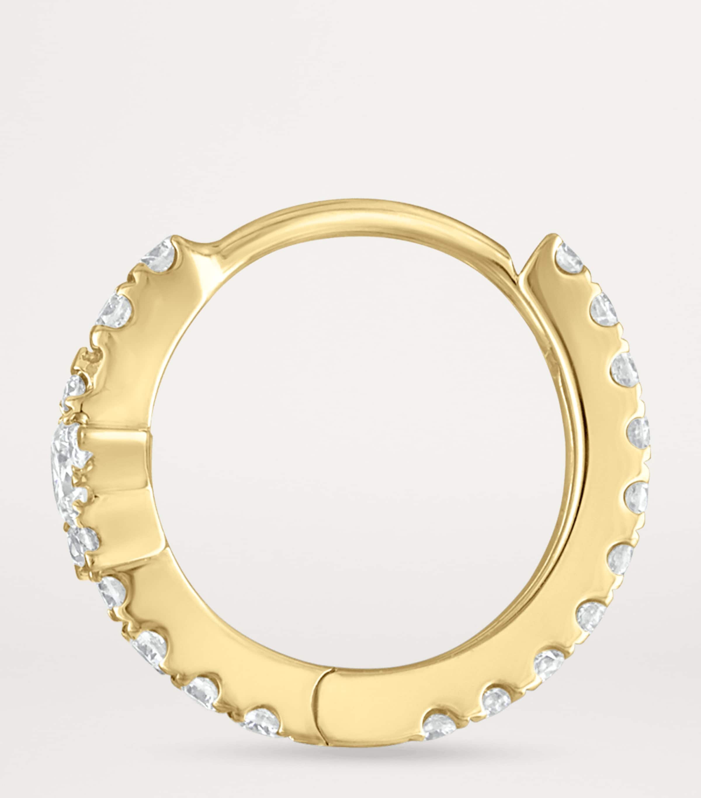 Yellow Gold Diamond Star Eternity Hoop Earring (8mm) YELLOW GOLD Image 3