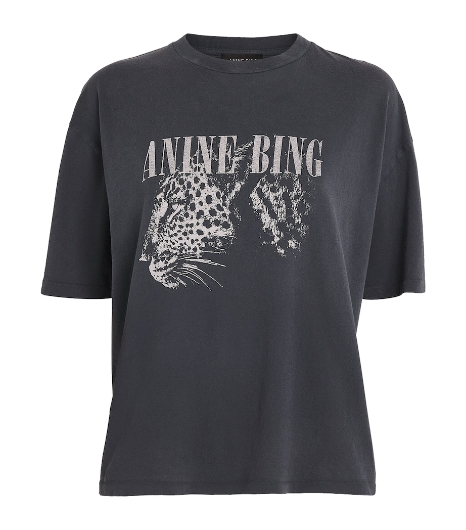 Leopard Print Cohen T-Shirt WASHED BLACK Image 1
