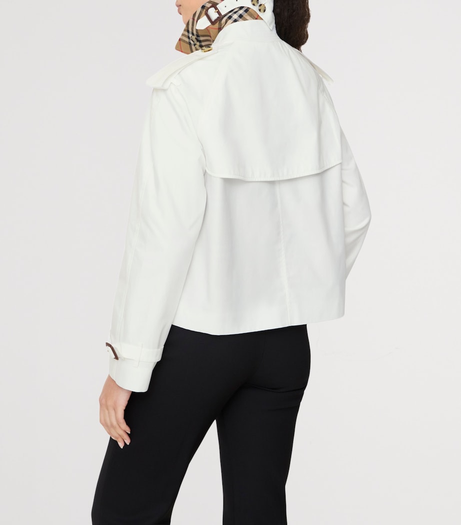 Burberry Womens Cropped Mayfair Trench Jacket Cotton Image 4