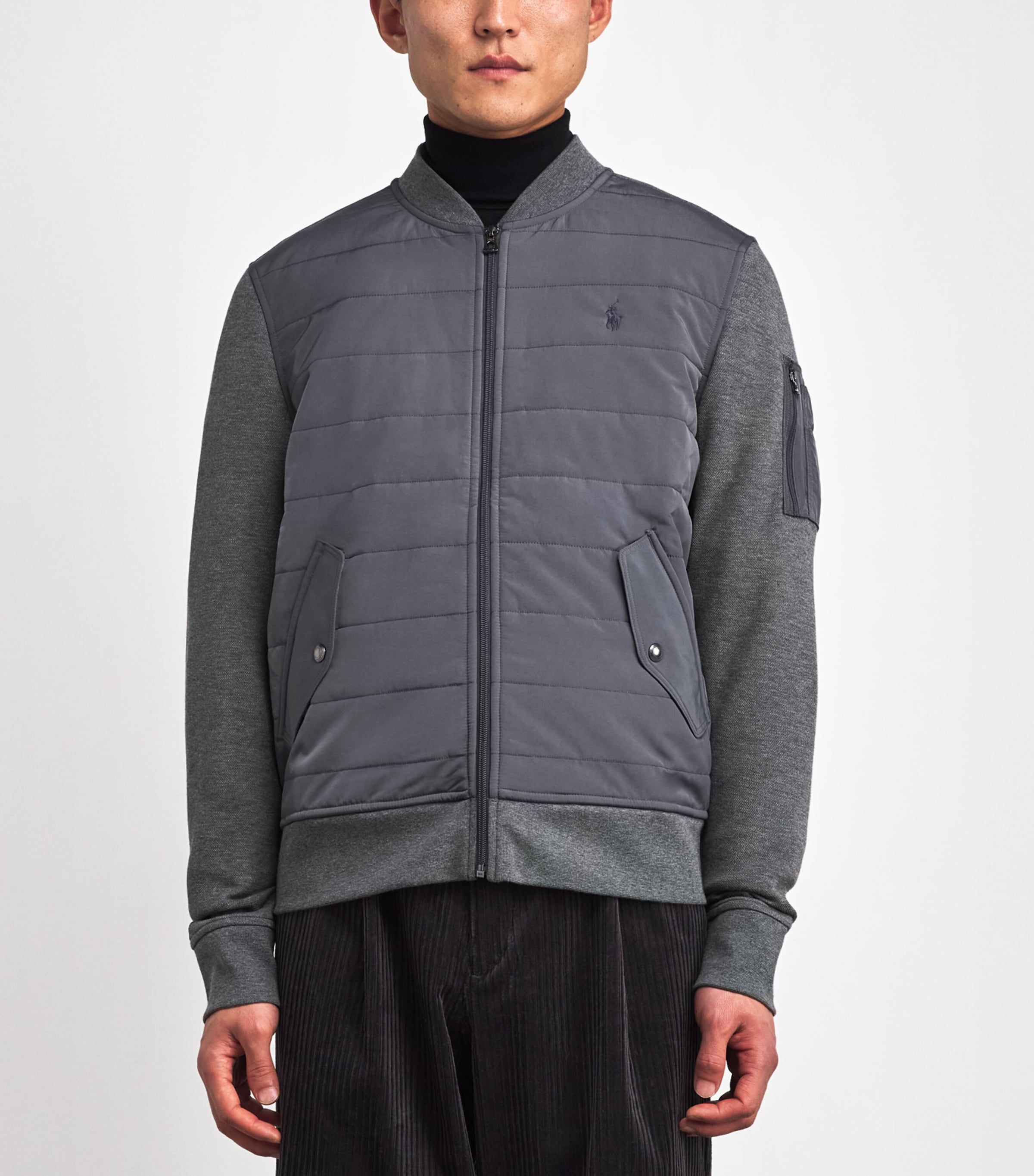 Polo Ralph Lauren Mens Polo Pony Hybrid Bomber Jacket Fortress Heather Image 3